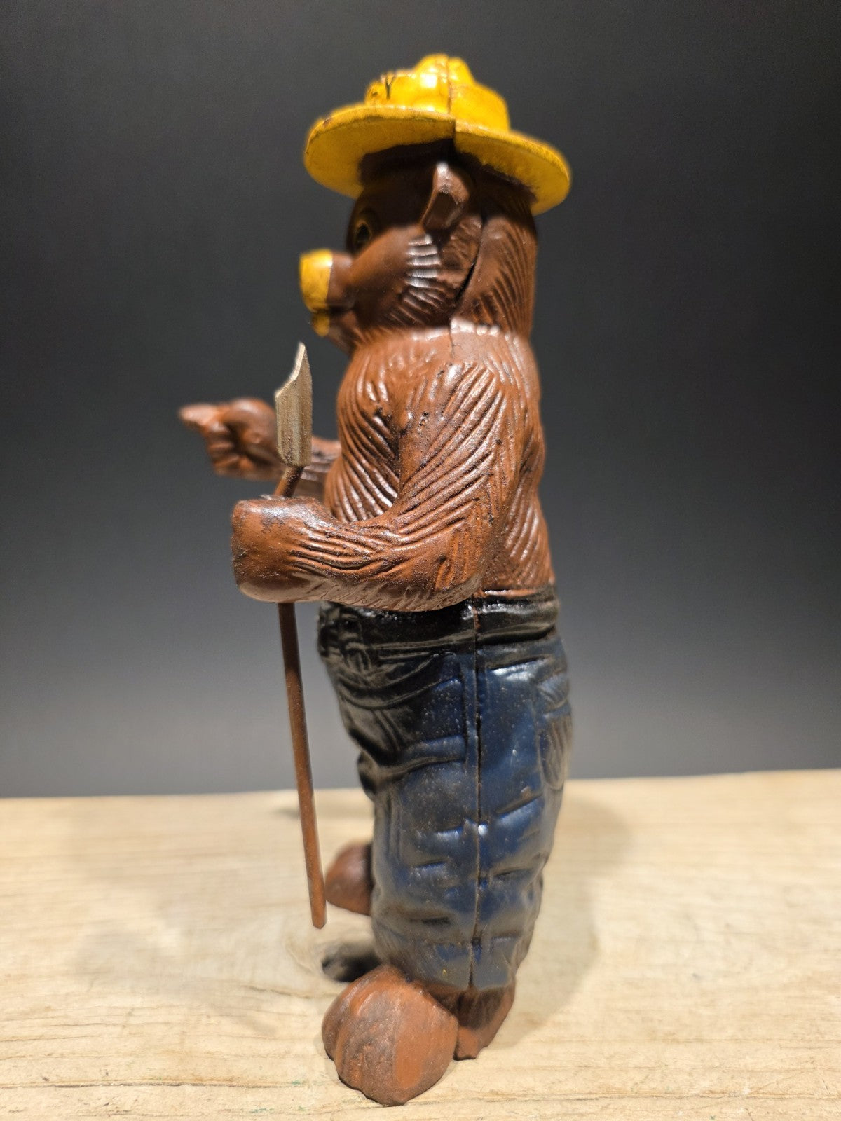 Antique Vintage Style Cast Smokey The Bear Coin Bank