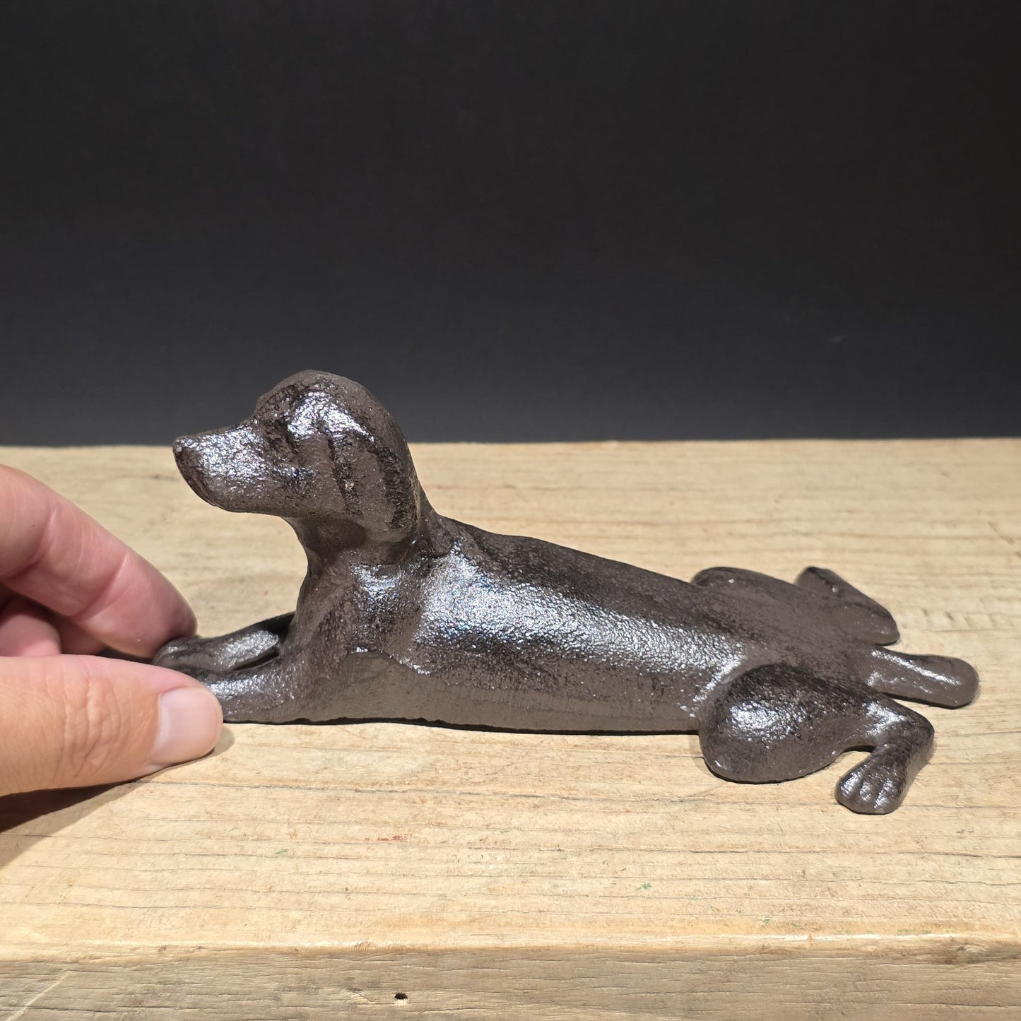 Cast Iron Lying Dog Doorstop – Vintage Style Figural Door Stop