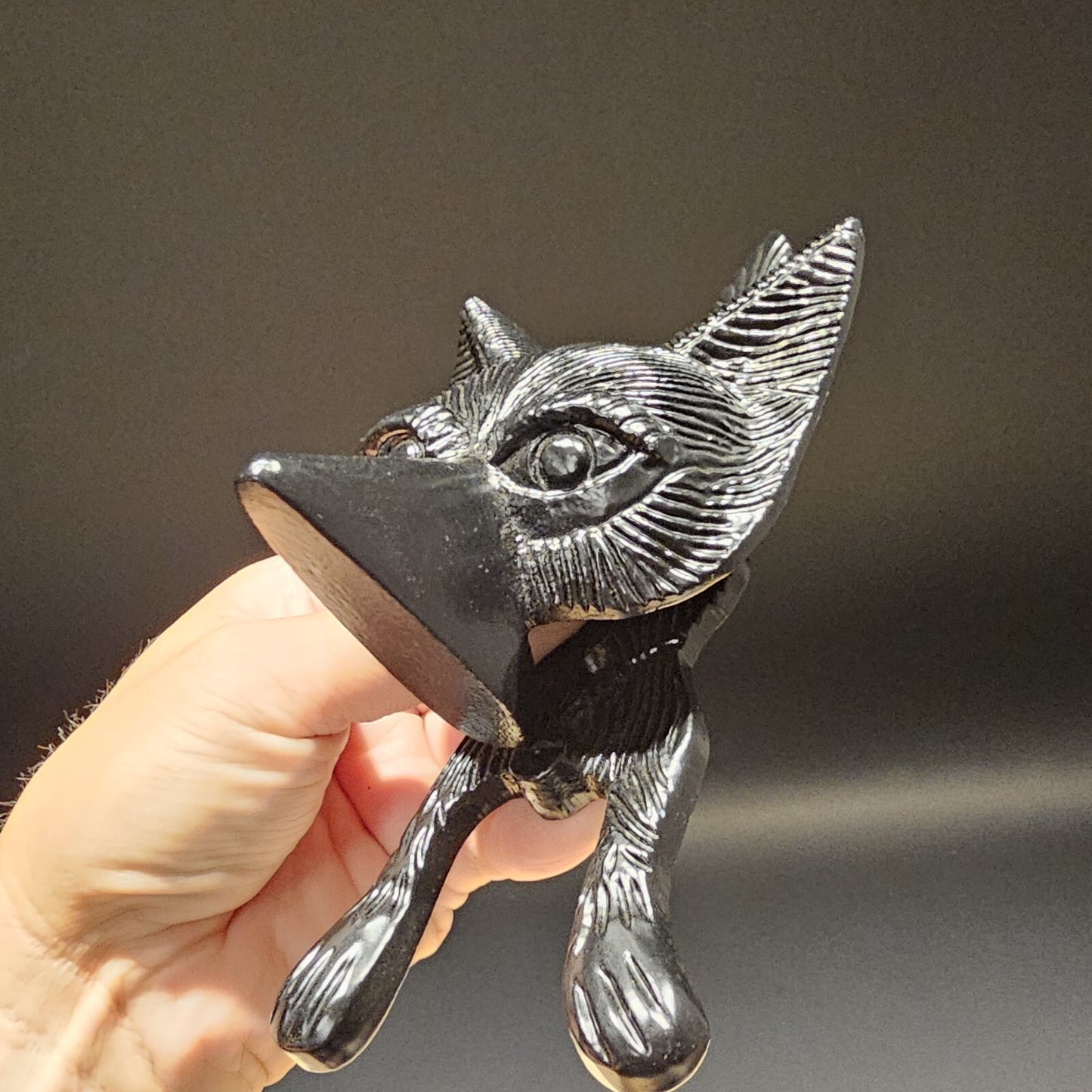 Antique Vintage Style Black Cast Iron FOX Head DOOR KNOCKER Hardware