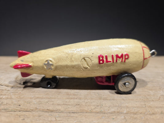 Antique Vintage Style Cast Iron Mini Cast Iron Blimp Zeppelin Pull Toy