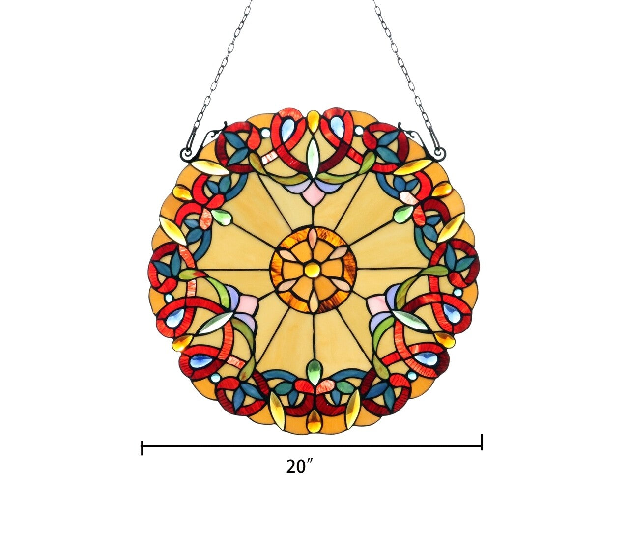 20" Round Stained Glass Window Hanging Panel Suncatcher