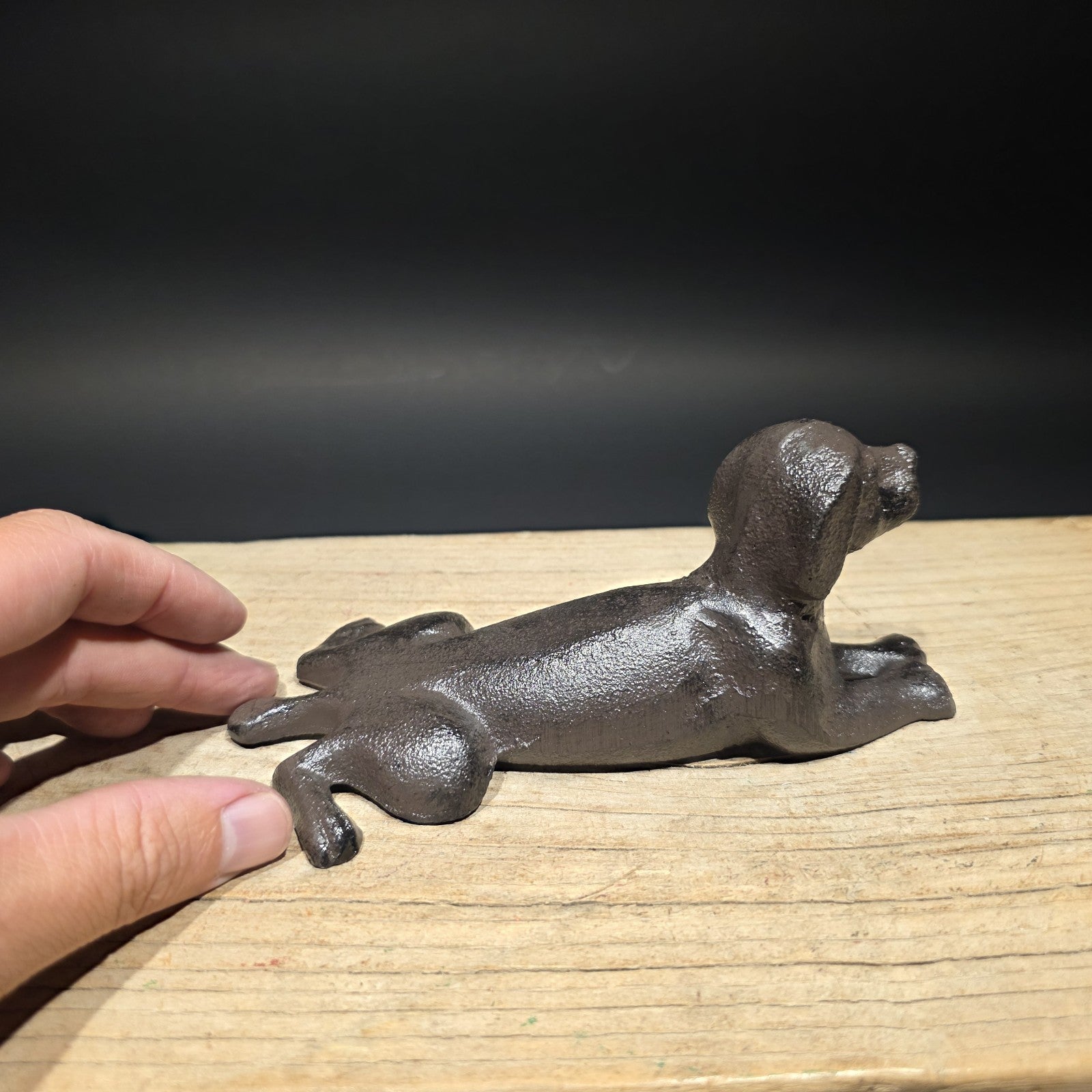 Cast Iron Lying Dog Doorstop – Vintage Style Figural Door Stop