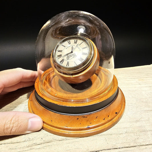 Antique Style Blown Glass Dome Desk Clock Watch