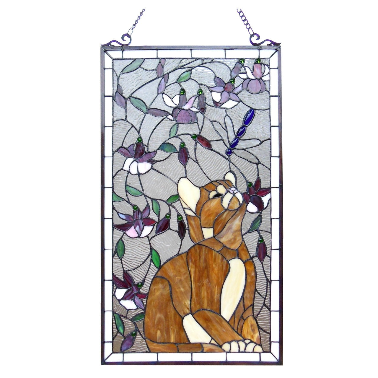 31" Cat Stained Glass Window Hanging Panel Suncatcher
