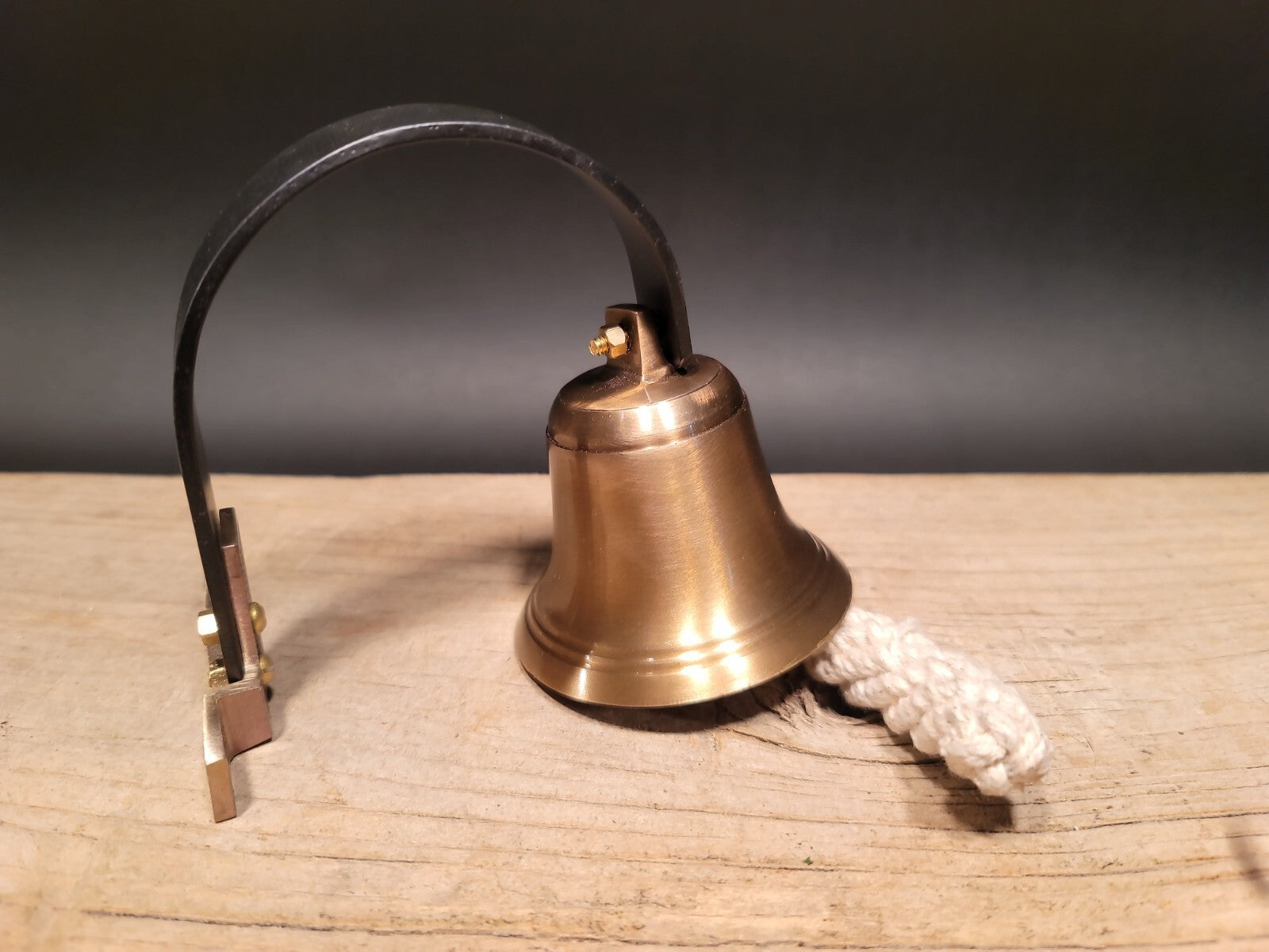 Antique Vintage Style Brass Wall Mount Dog Doorbell Bar Bell
