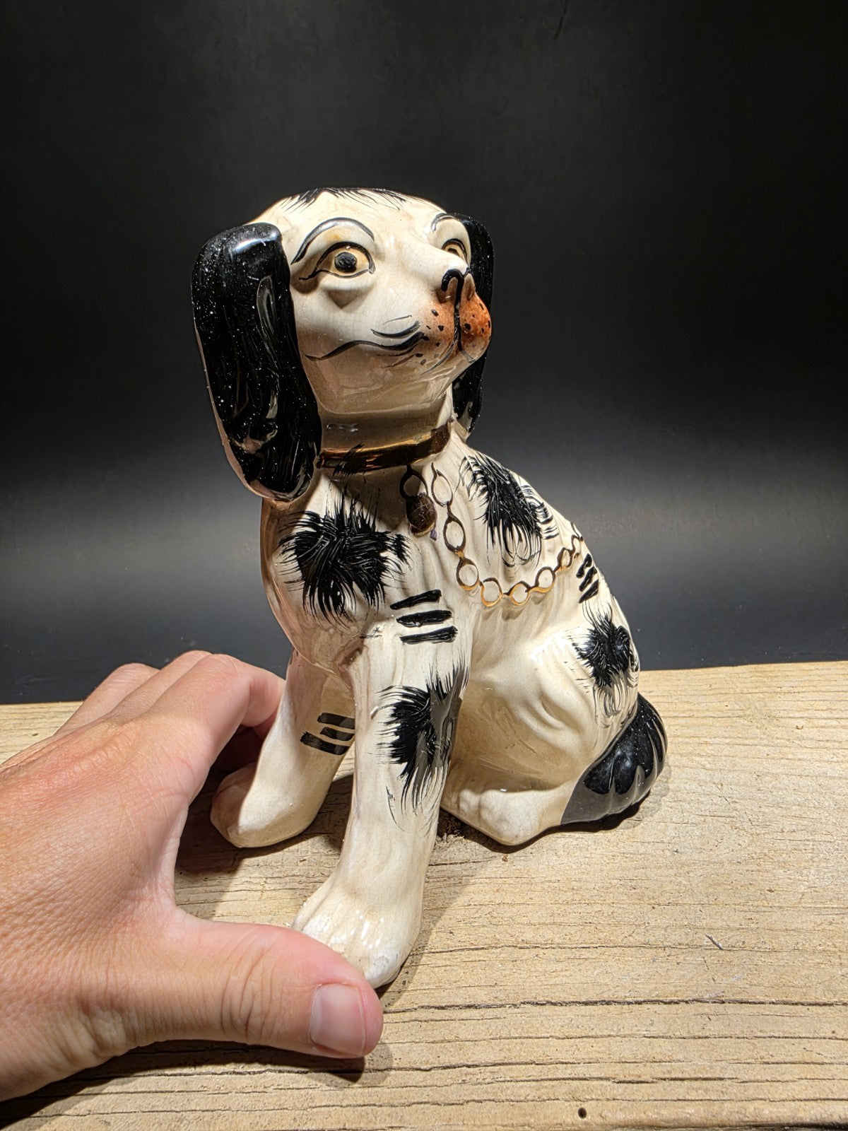 8" Antique Vintage Style Staffordshire Spaniel Dog Figurine