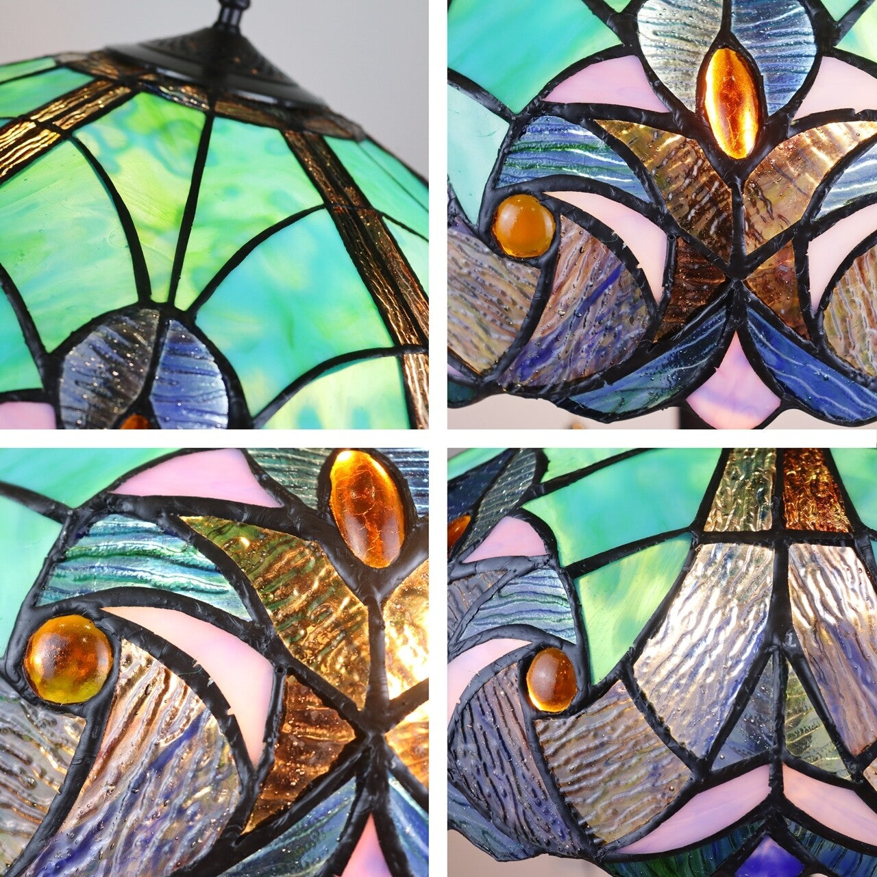 25.78" Antique Vintage Style Stained Glass Table Lamp