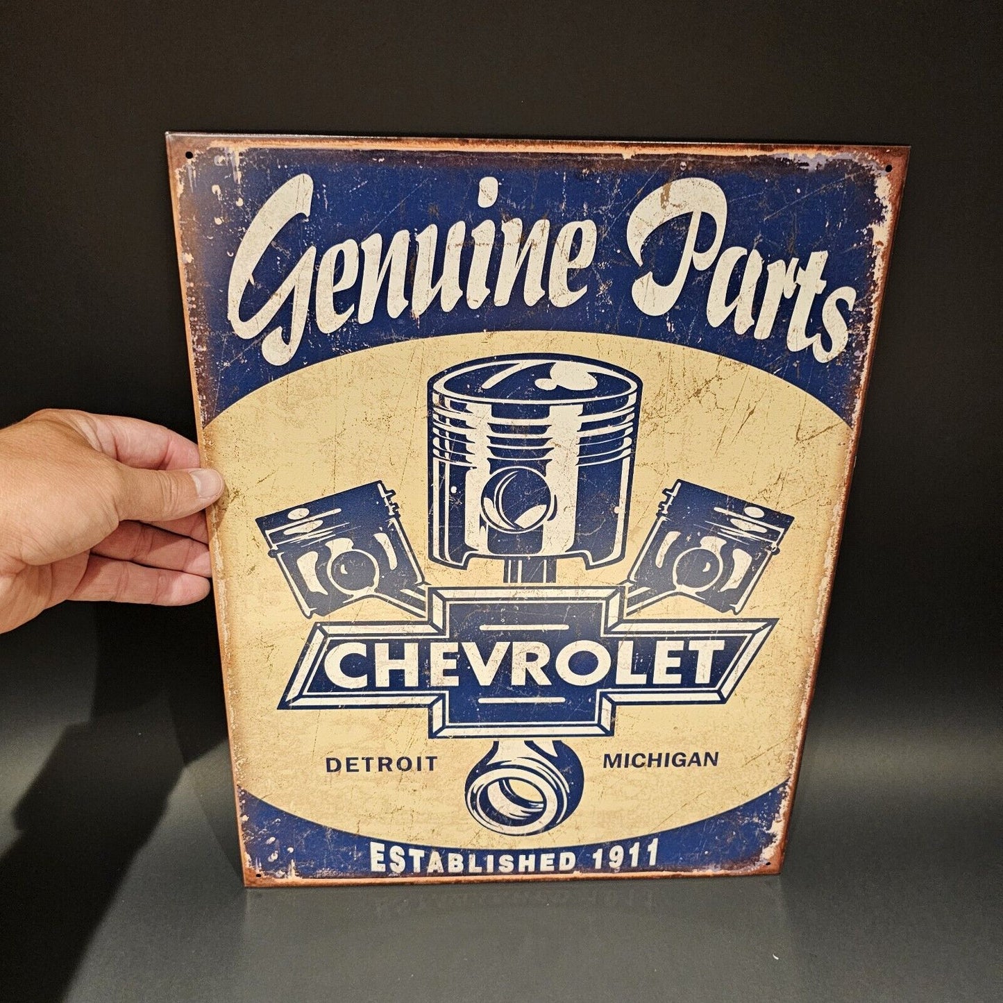 Antique Vintage Style Metal Chevy Car Sign