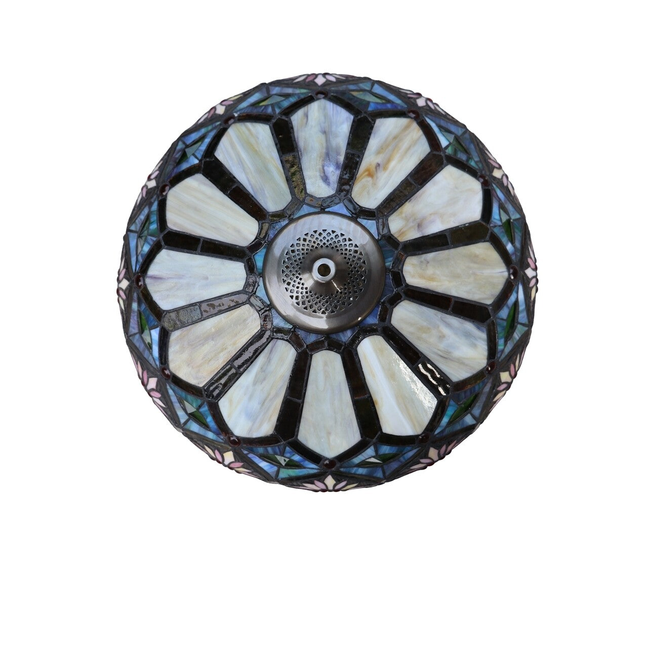 24" Antique Vintage Style Stained Glass Lighted Base Table Lamp