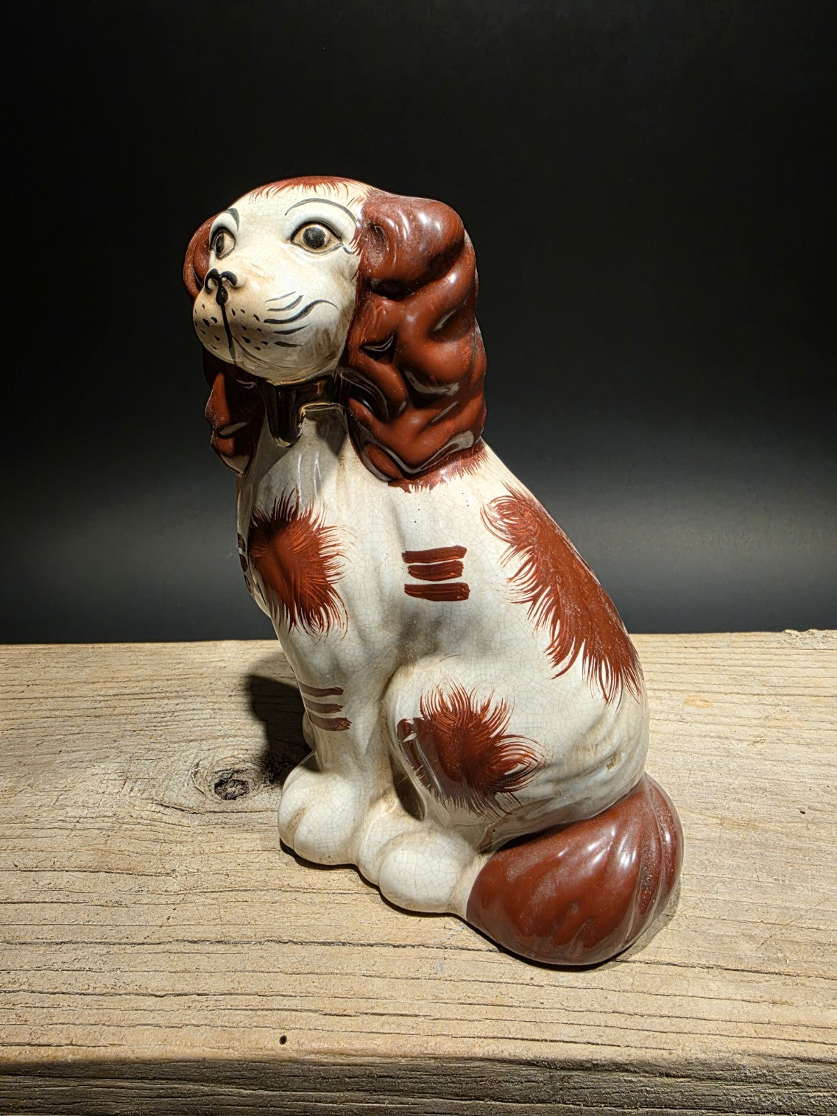 8" Antique Vintage Style Red Staffordshire Spaniel Dog Figurine