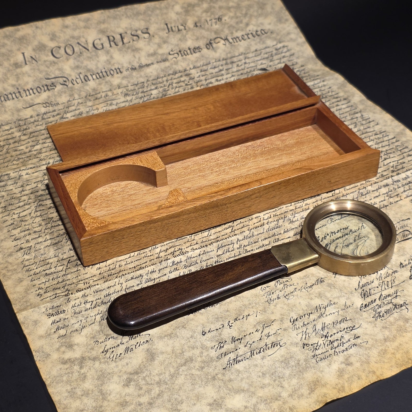 Wood Cased Magnifying Glass Set – Vintage Style Desk Reading Lens