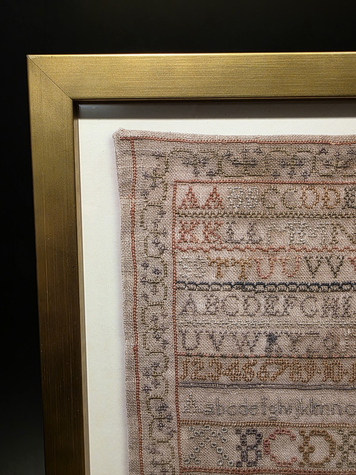 12"x16" Antique Style PRINT of Alphabet Sampler Framed Wall Art