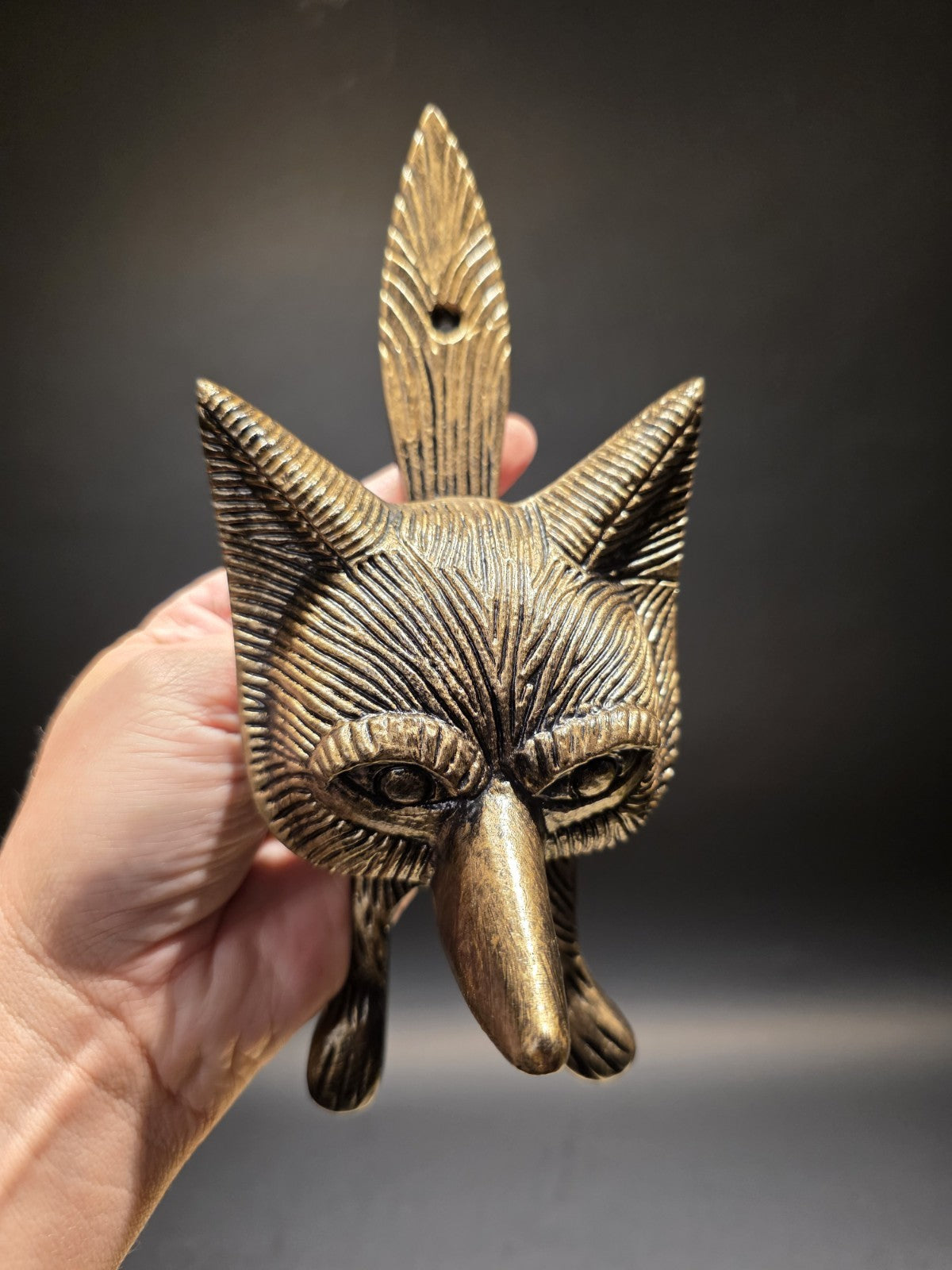 Vintage Style Antique Brass Cast Iron Fox Head Door Knocker