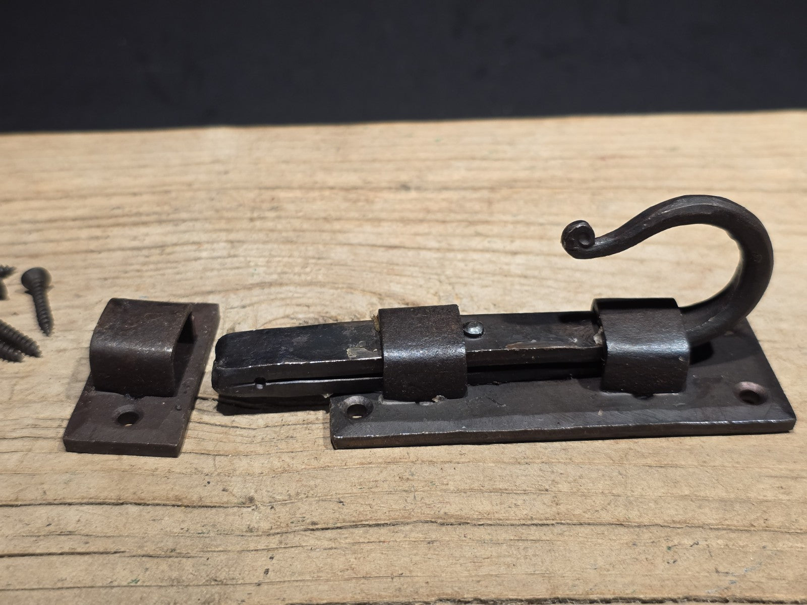 Antique Style Hand Forged Wrought Iron Slide Latch Rustic Barrel Bolt