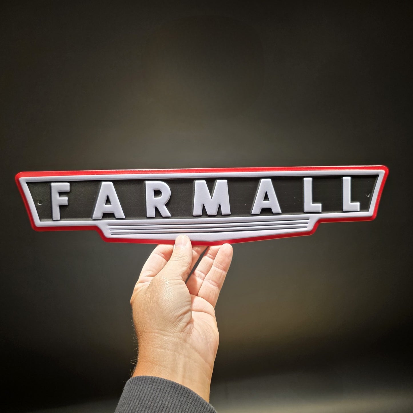 Metal Farmall Tractor Emblem Sign Vintage Style International Harvester Badge