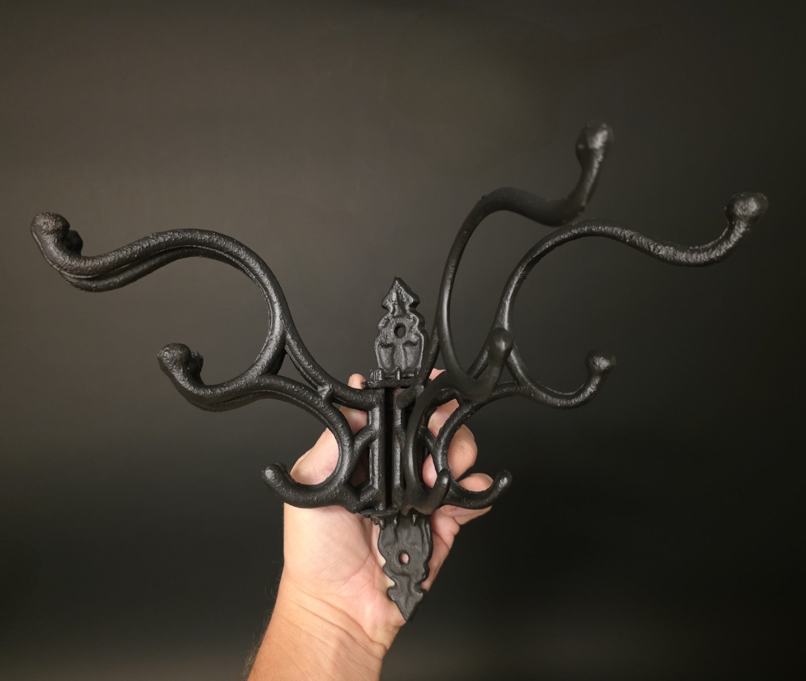 Antique Vintage Style Wall Hook Swivel Folding Coat Hanger Hardware Black Finish