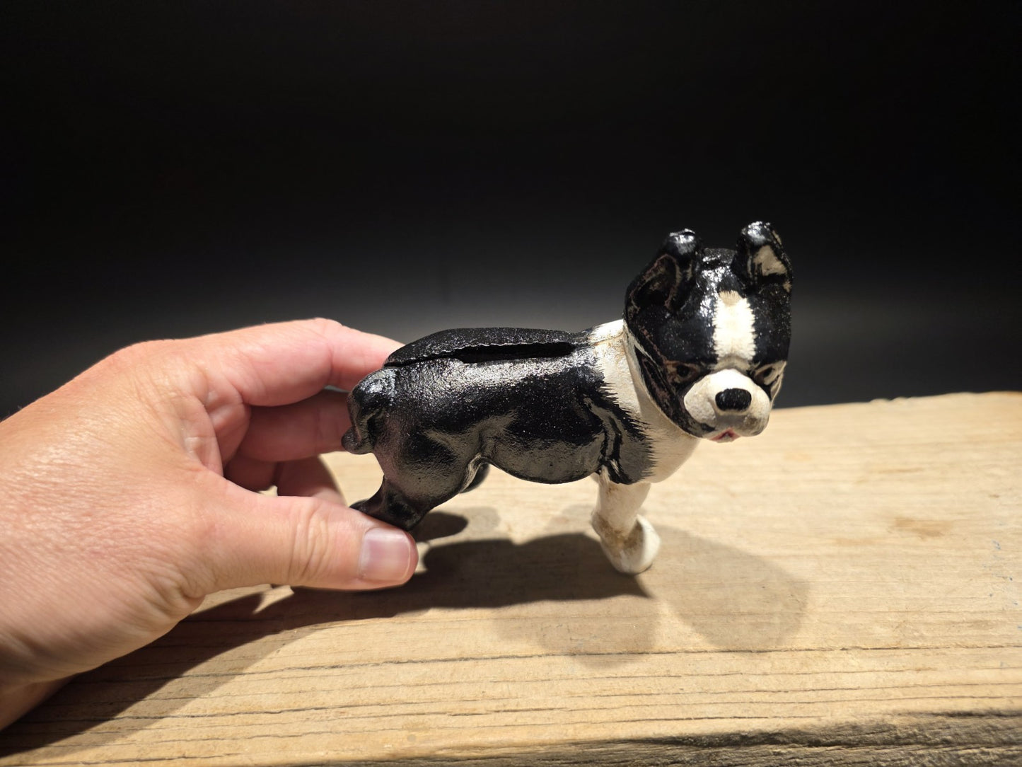 5" Antique Style Cast Iron Boston Terrier Dog Door Stop Coin Bank