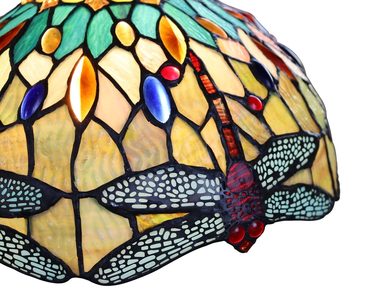 48" Stained Glass 3 light Dragonfly Island Billiard Pendant Light