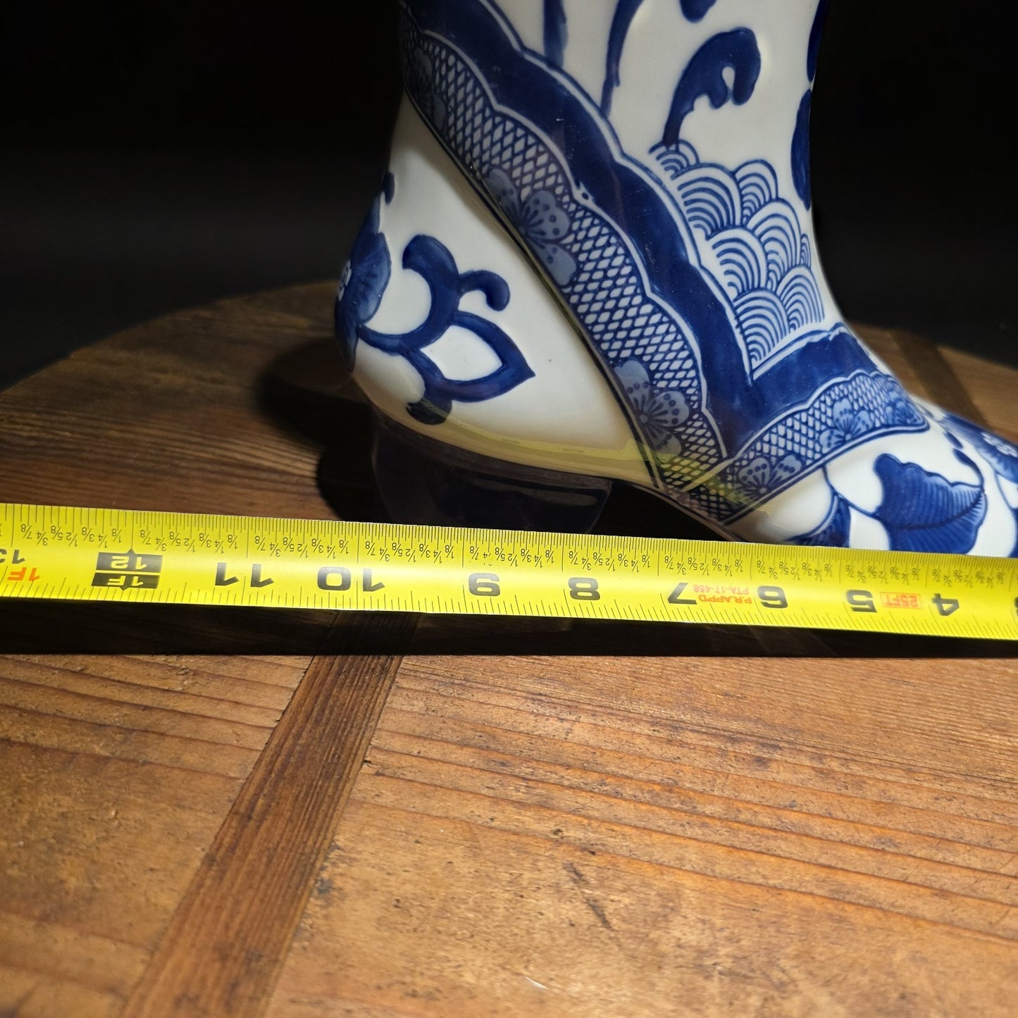 Blue And White Victorian Boot Vase/ Planter