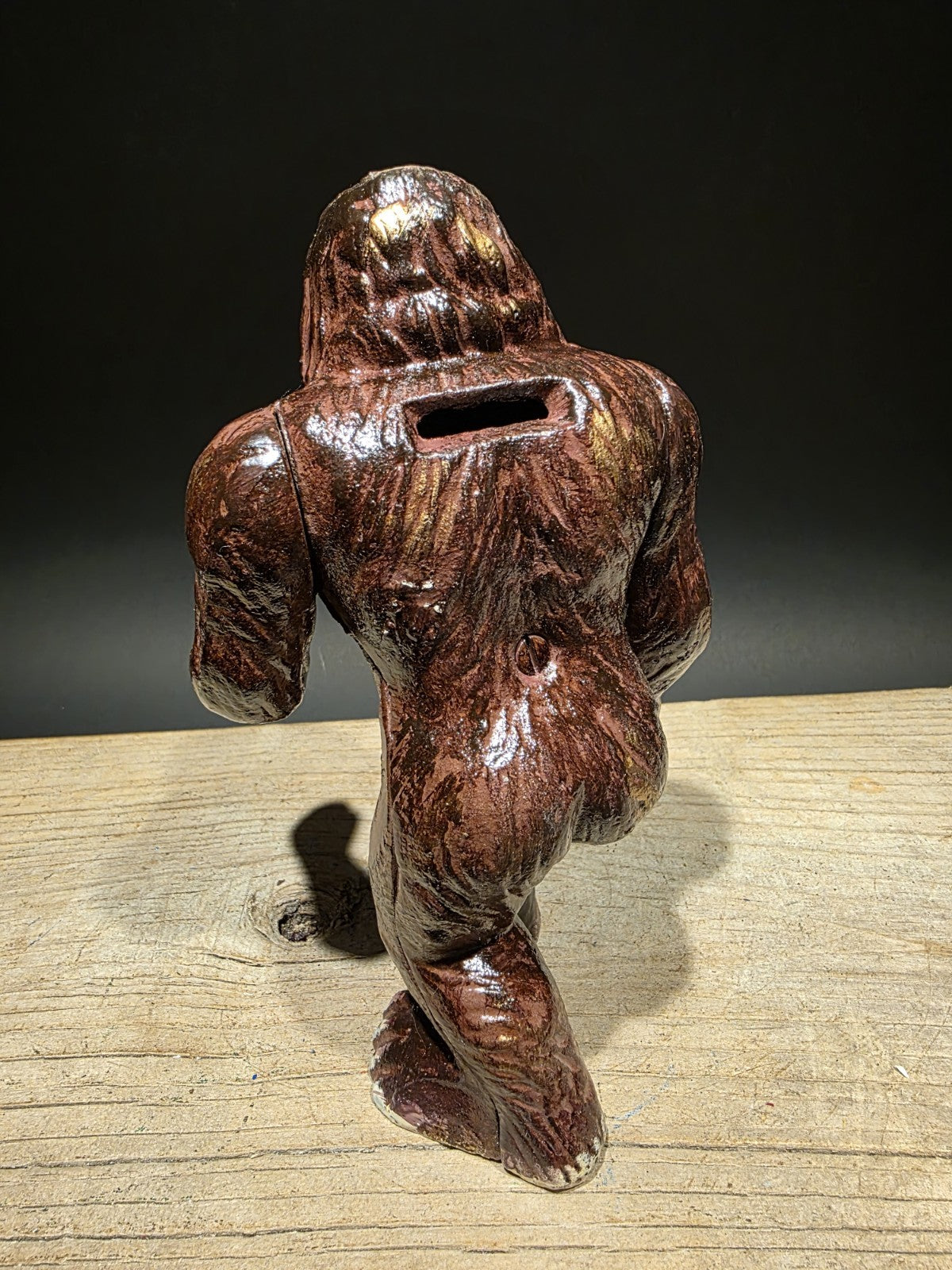 7 1/2" Antique Style Cast Iron Big Foot Sasquatch Coin Bank