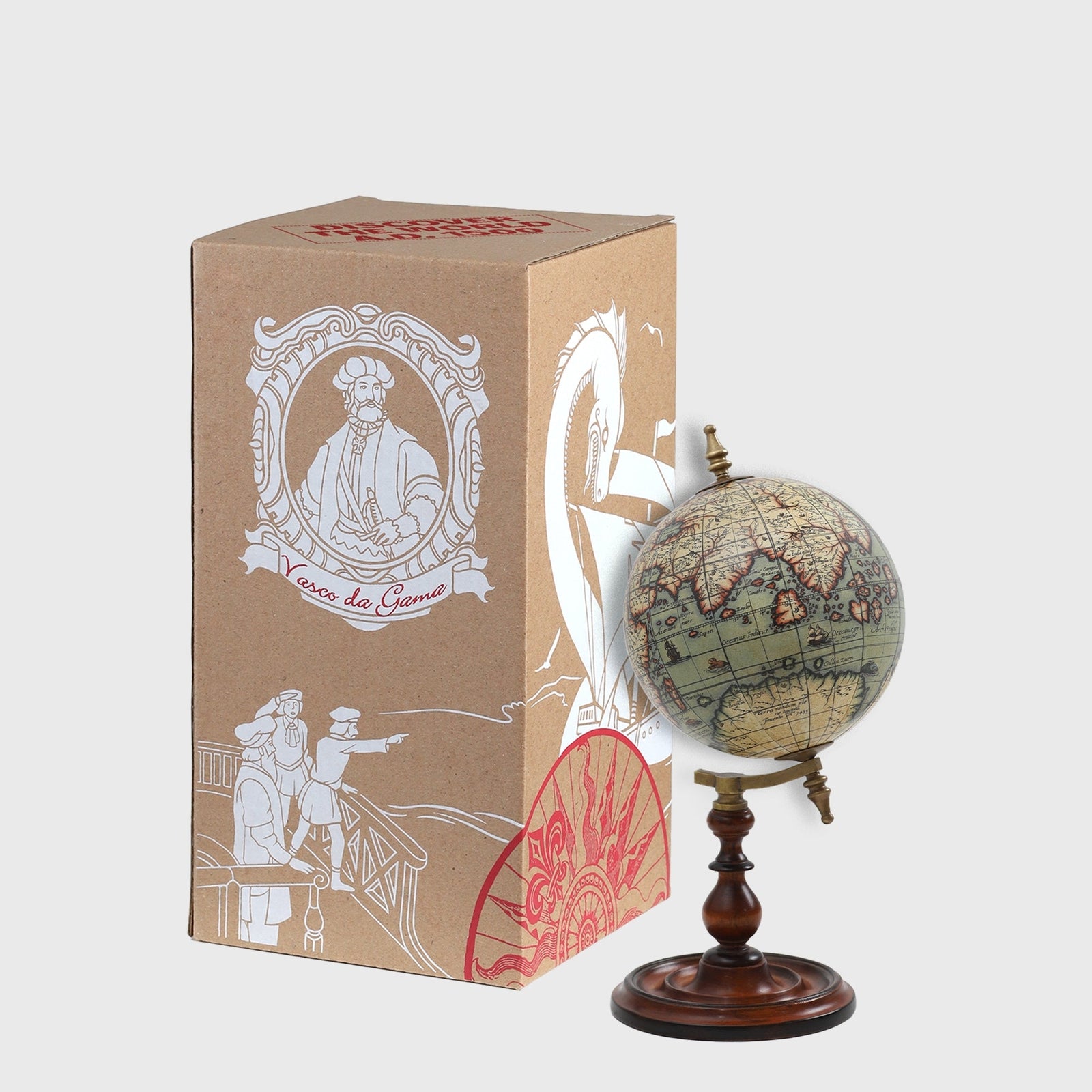 Old World Style 8" Globe w Turned Wood Stand