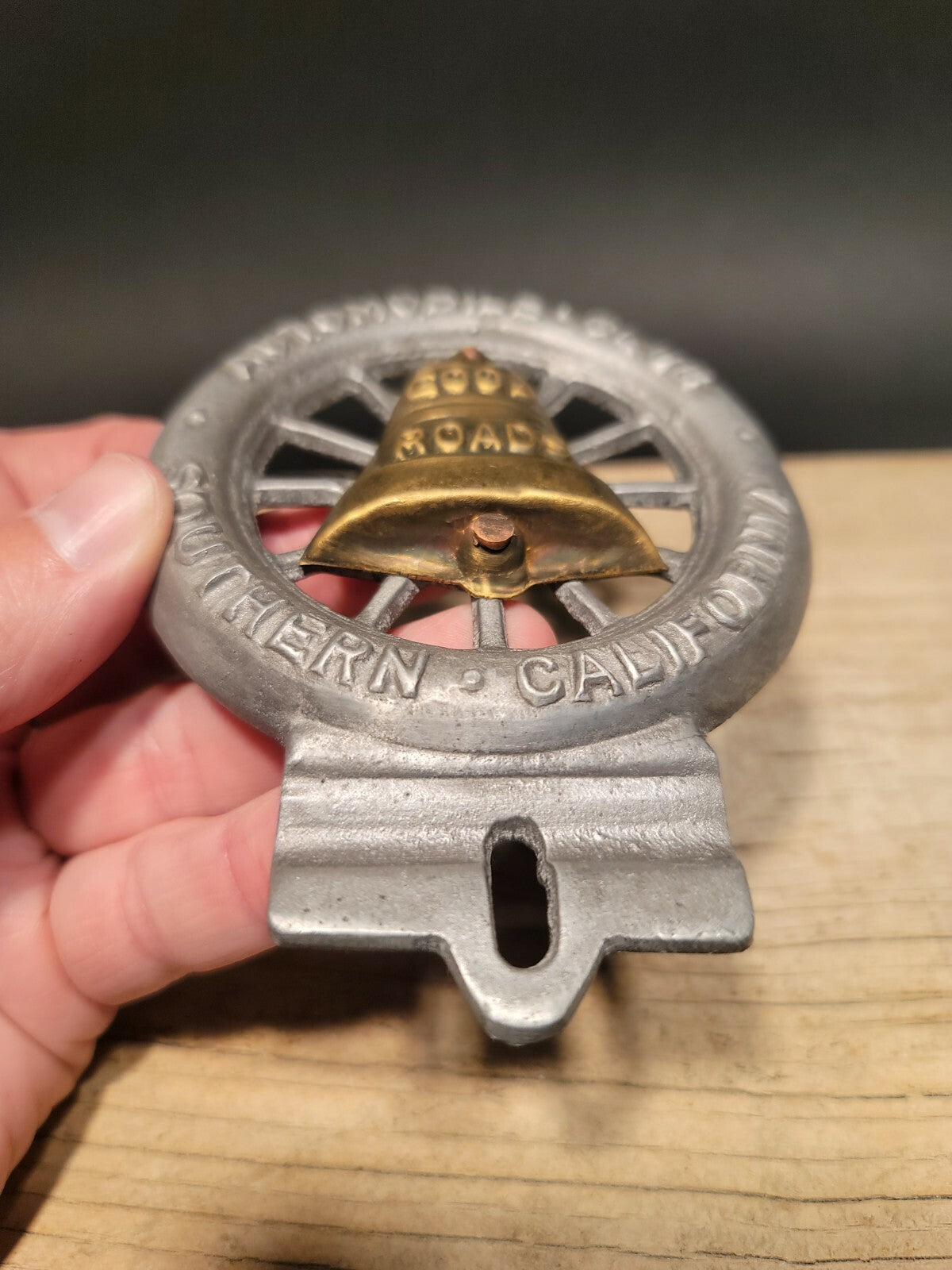Antique Vintage Style Aluminum Good Roads Club License Plate Fob Topper
