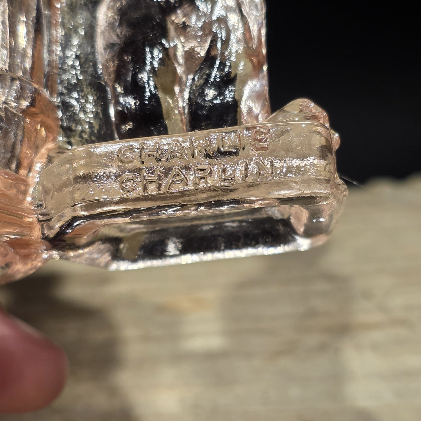 Charlie Chaplin Style Toothpick Holder – Pink Depression Glass Tramp Figure
