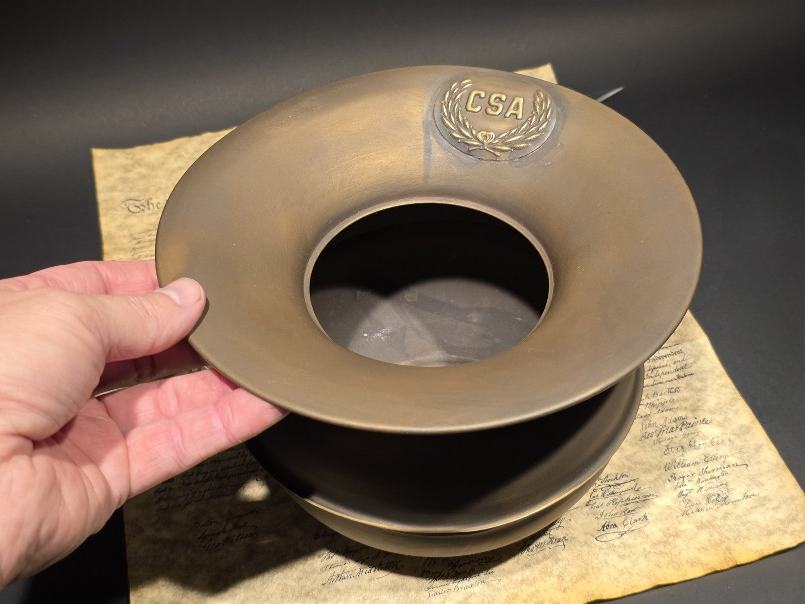 8 1/2" Antique Style Civil War Confederate Brass Spittoon Cuspidor