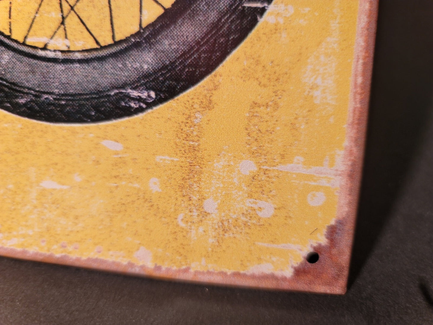 Metal Vintage Style Indian Motorcycle Sign Yellow