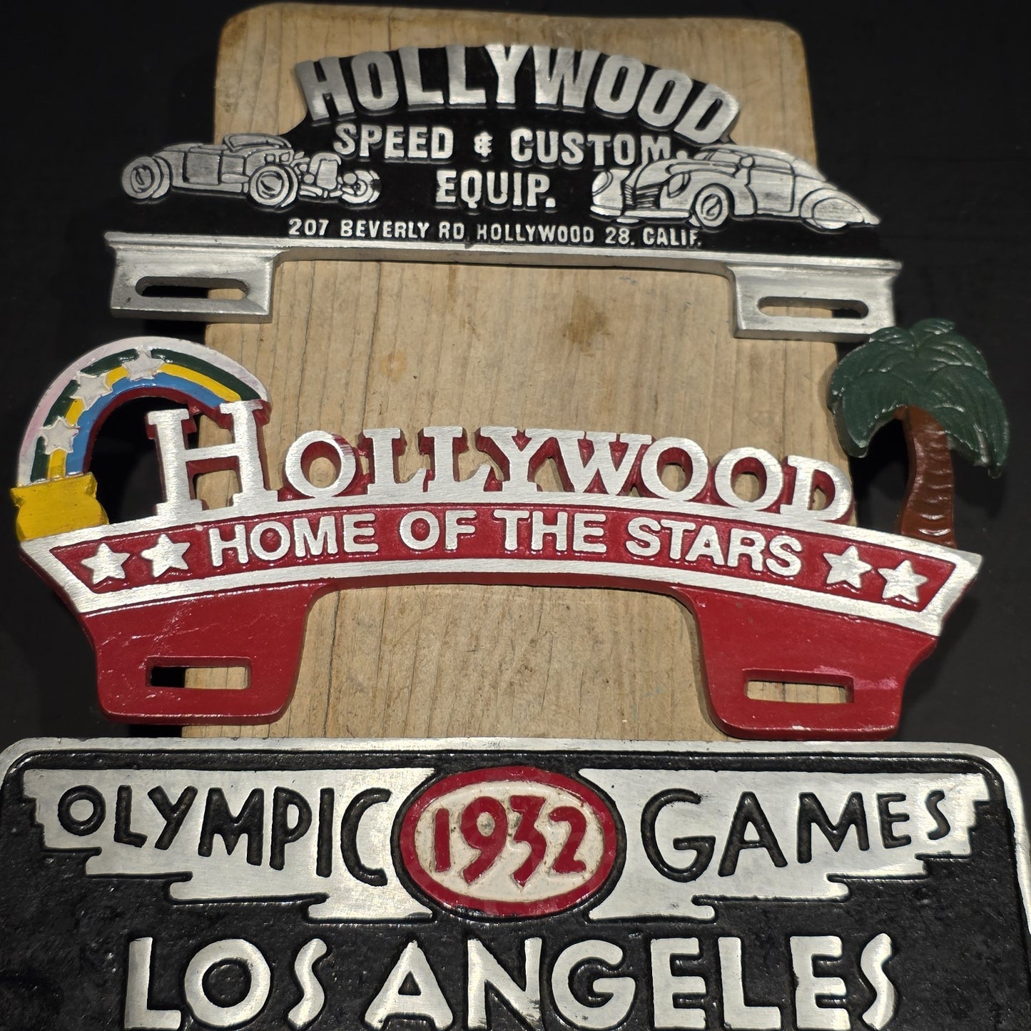 Vintage Style Aluminum Holywood License Plate Fob Topper Collection Lot