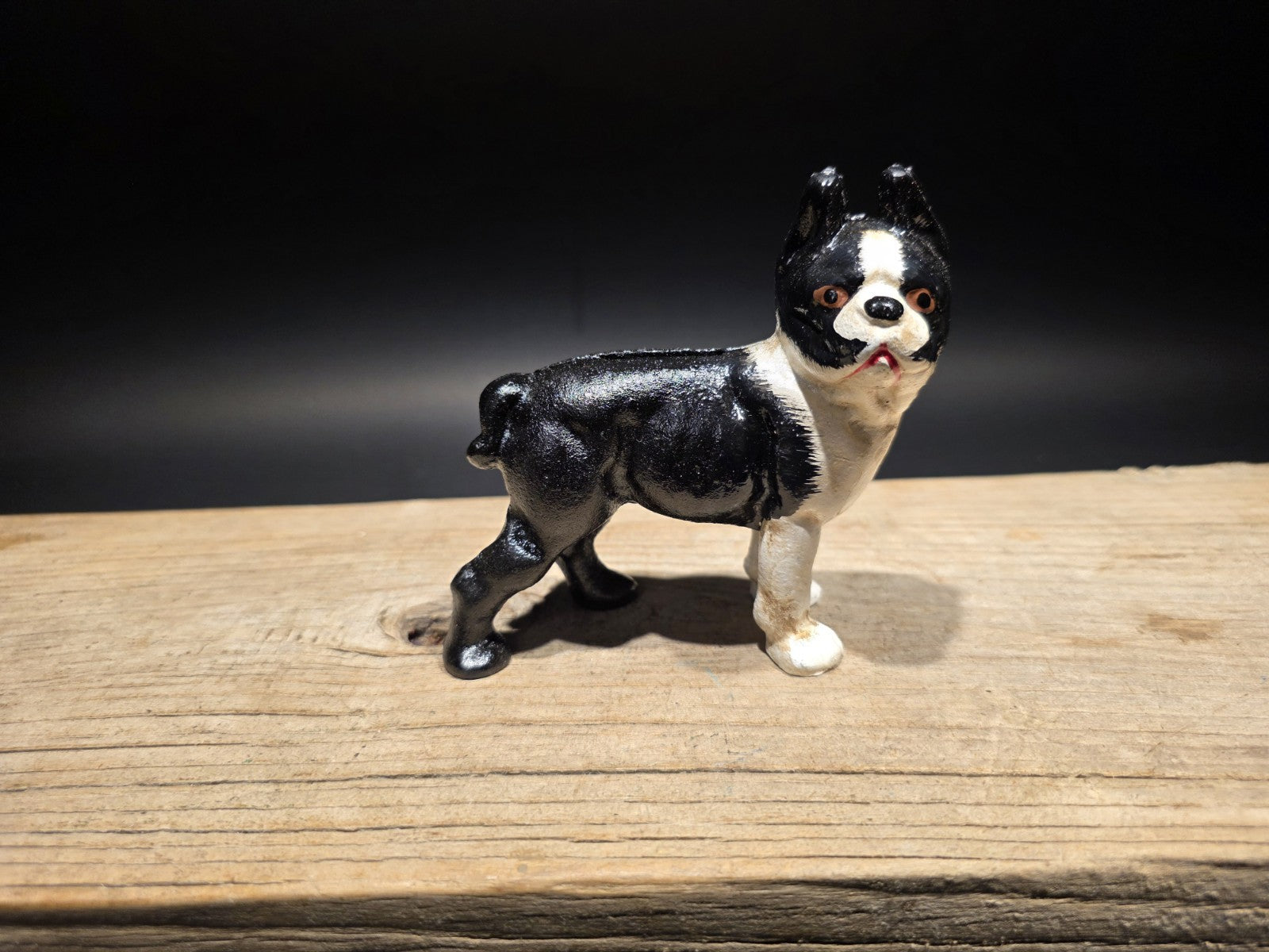 5" Antique Style Cast Iron Boston Terrier Dog Door Stop Coin Bank