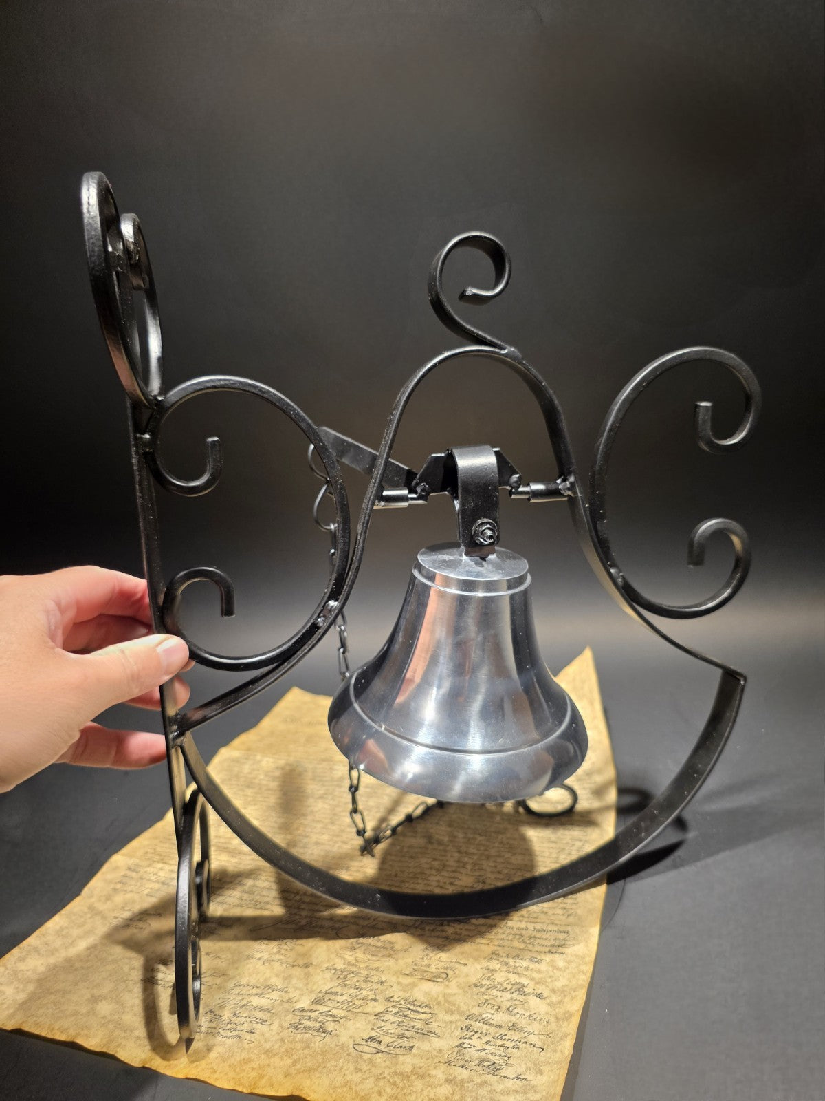 Antique Style Wrought Iron Scrollwork Wall Mounted Garden/Home Bell