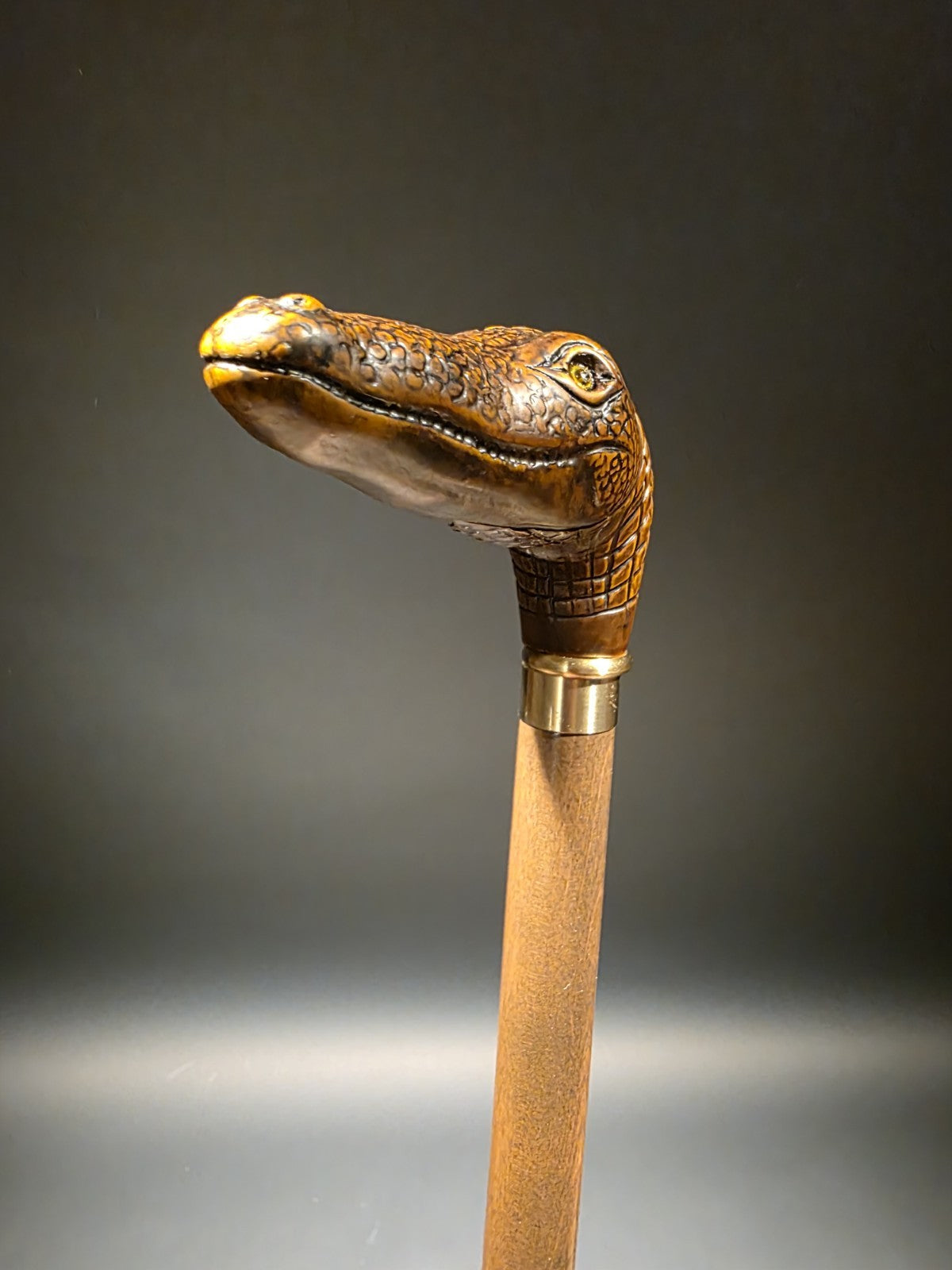 36" Antique Style Gator Head Walking Stick Cane