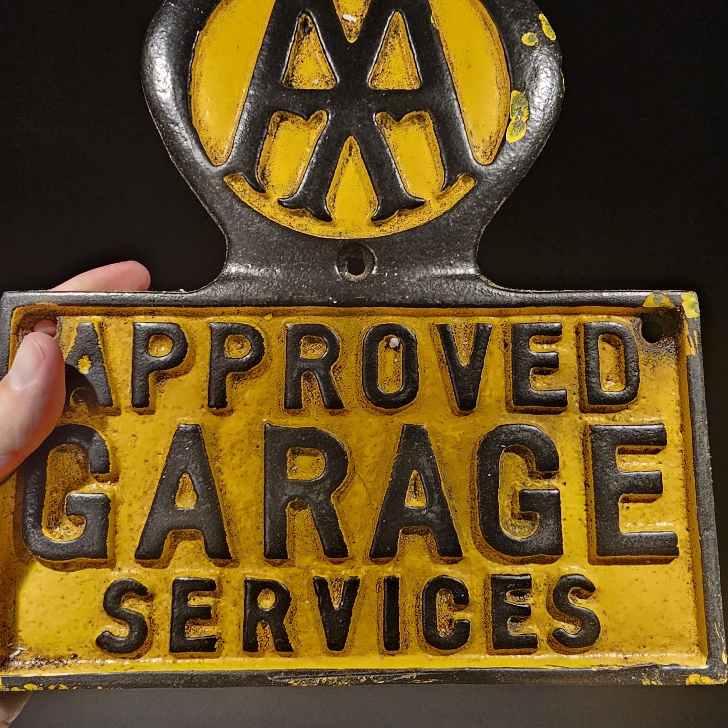 Antique Vintage Style Cast Iron AAA Approved Garage Sign Plaque