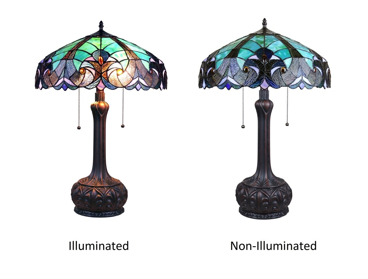 25.78" Antique Vintage Style Stained Glass Table Lamp