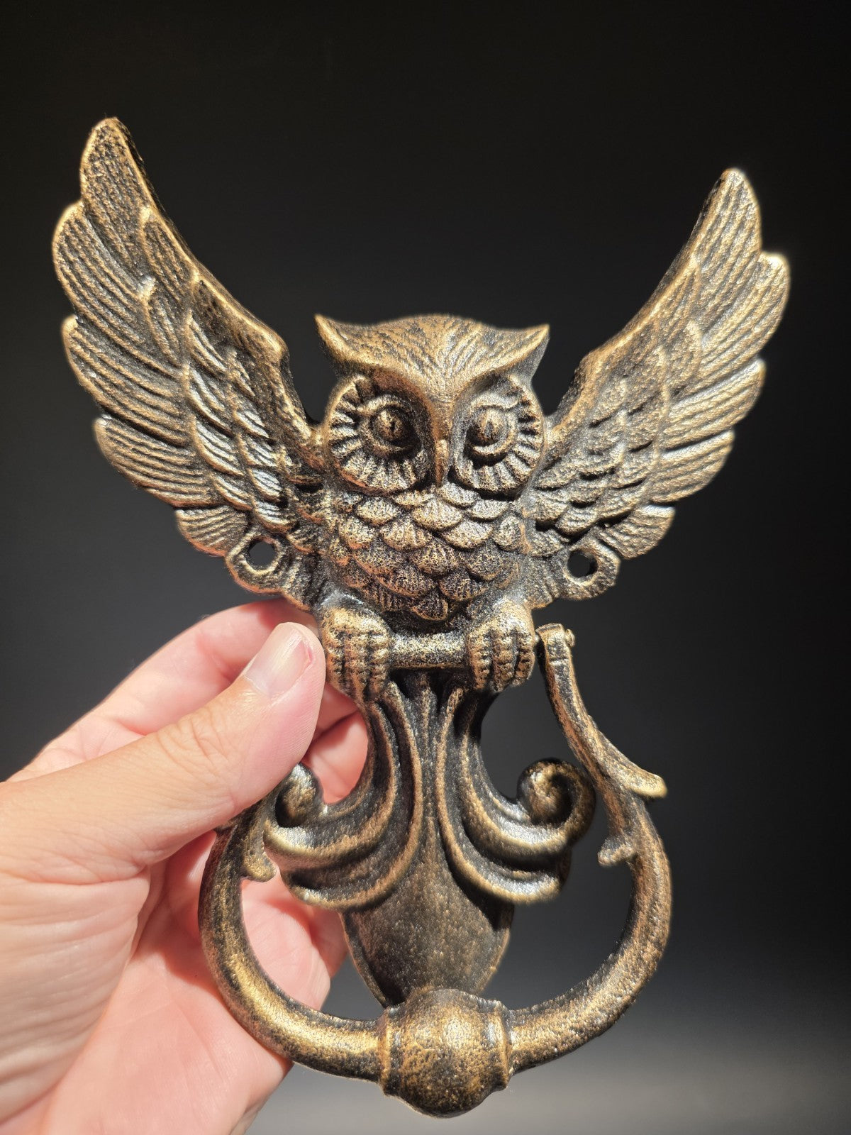 Antique Vintage Style Cast Iron Owl Door knocker