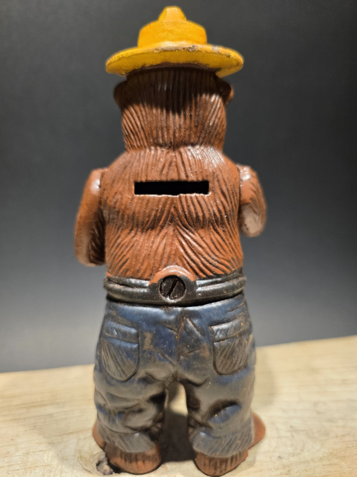 Antique Vintage Style Cast Smokey The Bear Coin Bank