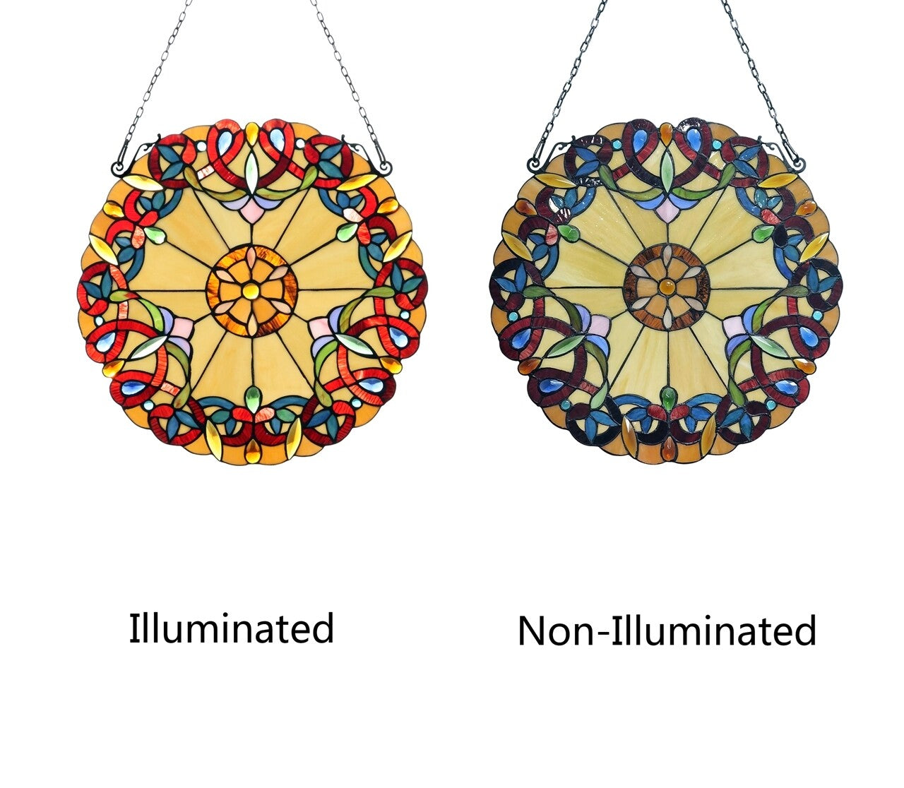 20" Round Stained Glass Window Hanging Panel Suncatcher