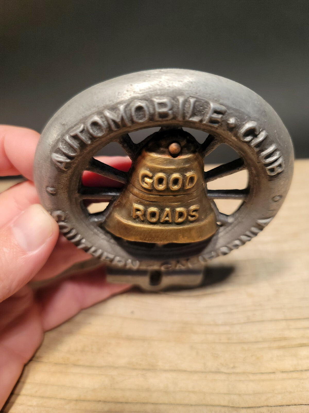 Antique Vintage Style Aluminum Good Roads Club License Plate Fob Topper