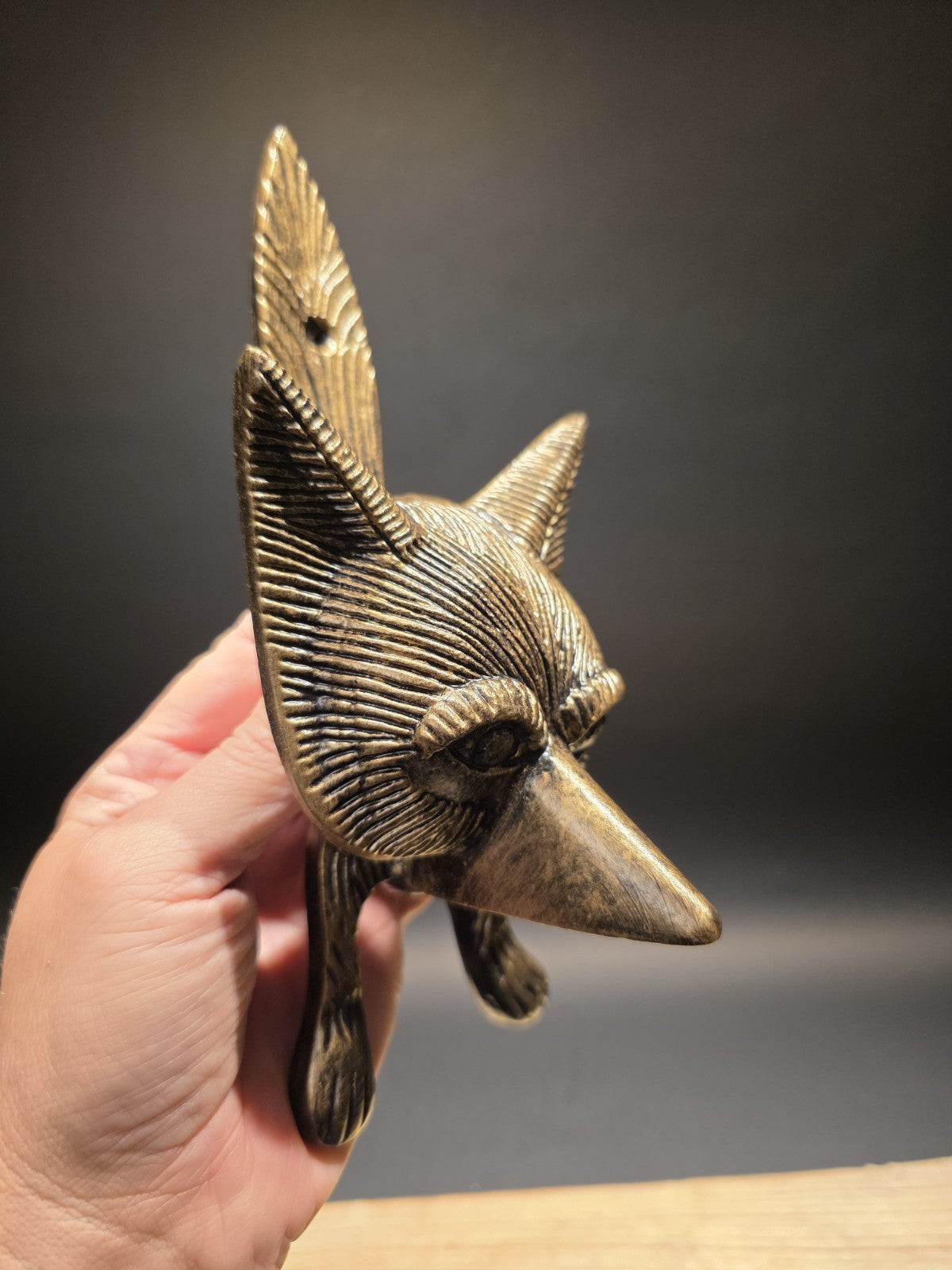 Vintage Style Antique Brass Cast Iron Fox Head Door Knocker