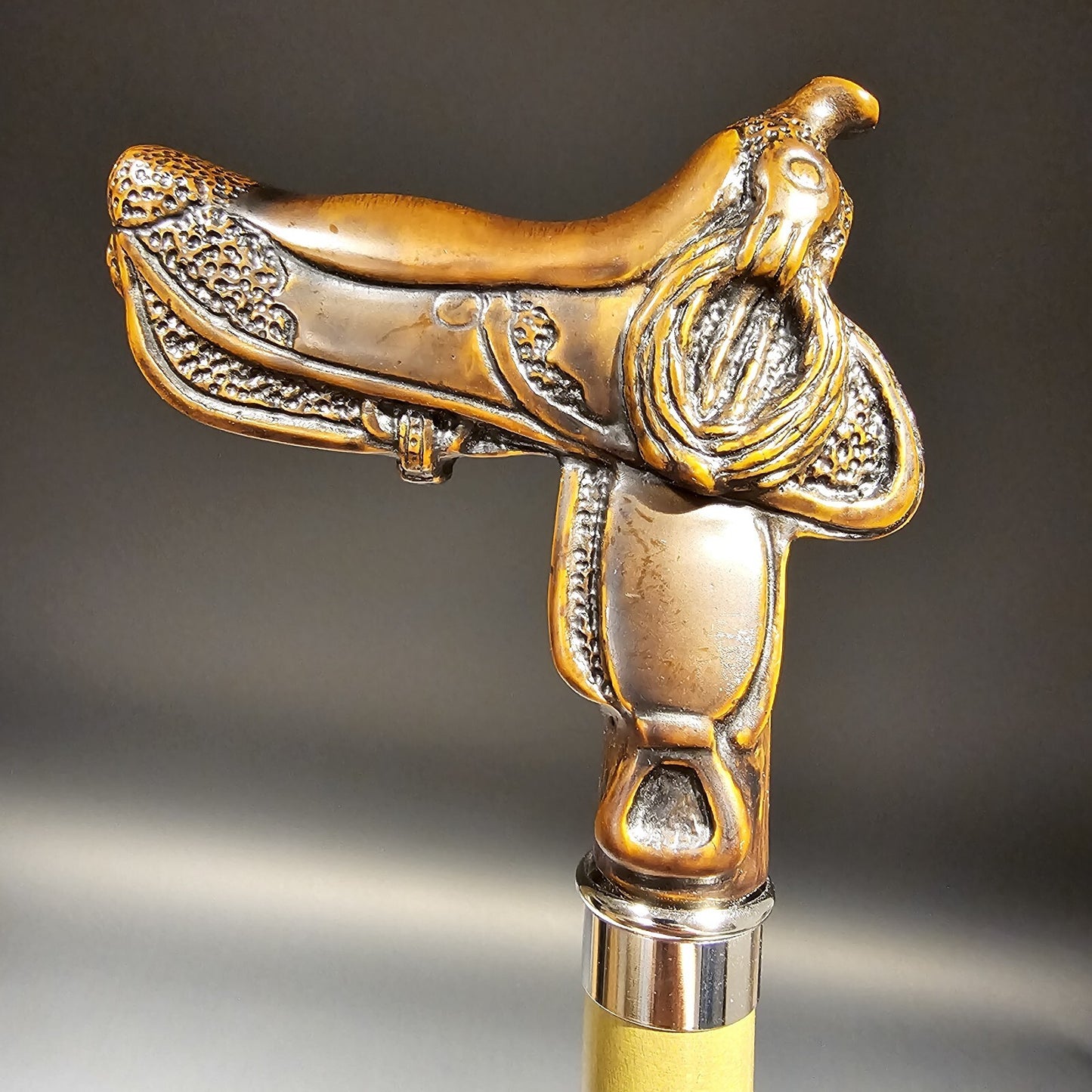 36" Antique Style Cowboy Saddle Derby Walking Stick Cane