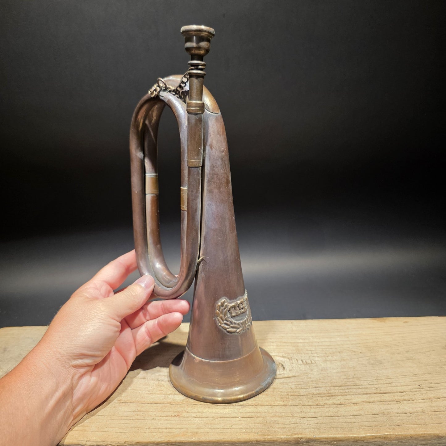 12" Antique Style Civil War Confederate CSA Bugle Copper Brass Signal Horn