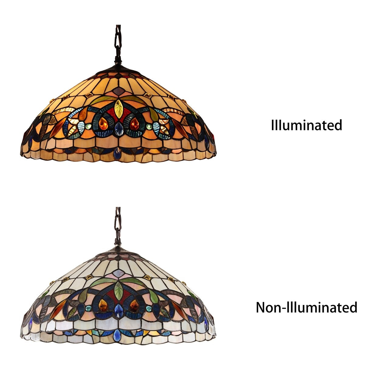 18.11 " Stained Glass Pendant Swag Ceiling Light