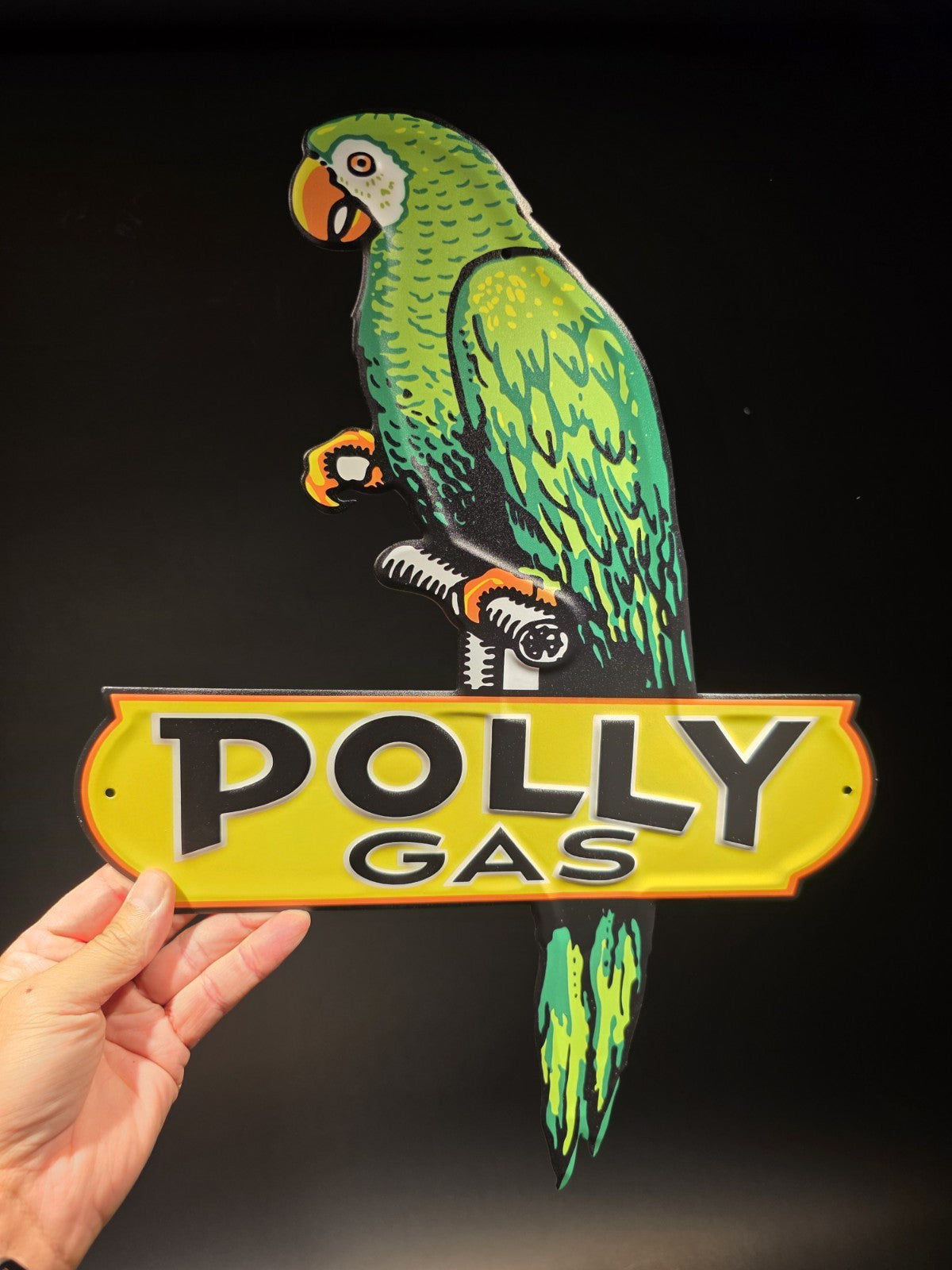 18" Antique Vintage Style Polly Gas Oil Metal Die Cut Sign