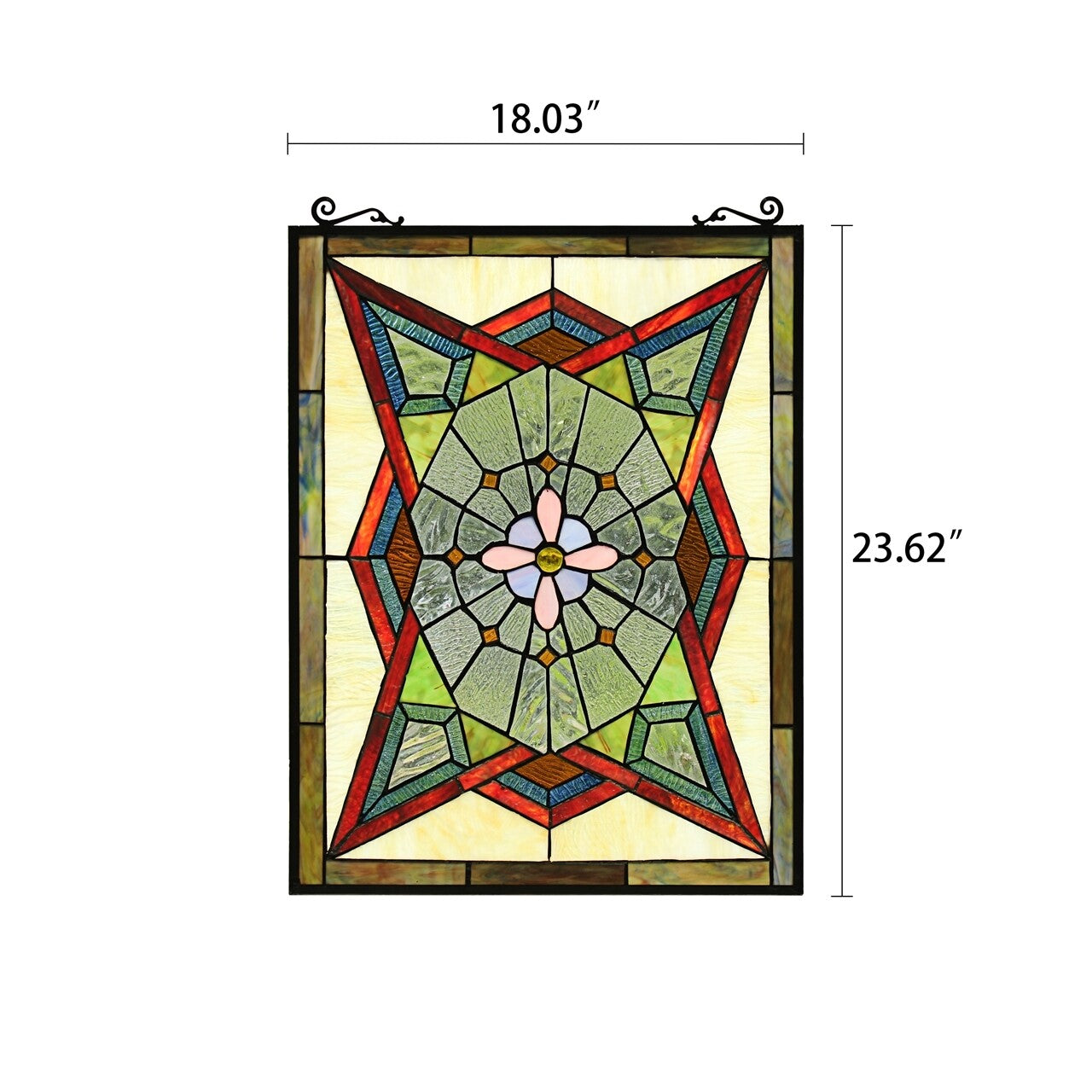 25" Antique Style Stained Glass Window Hanging Panel Suncatcher