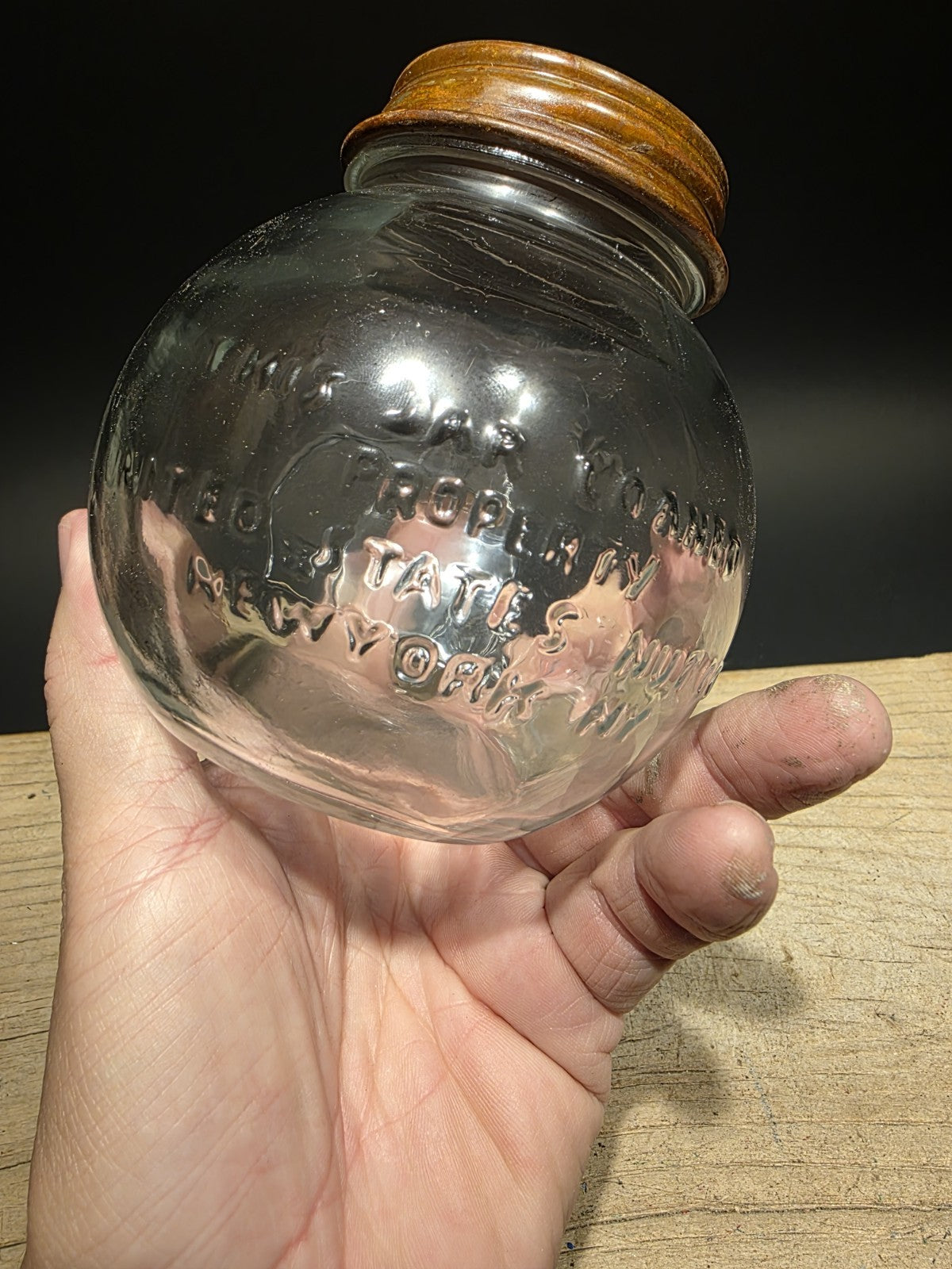 4 1/2" Antique Vintage Style Glass Nut House Store Jar