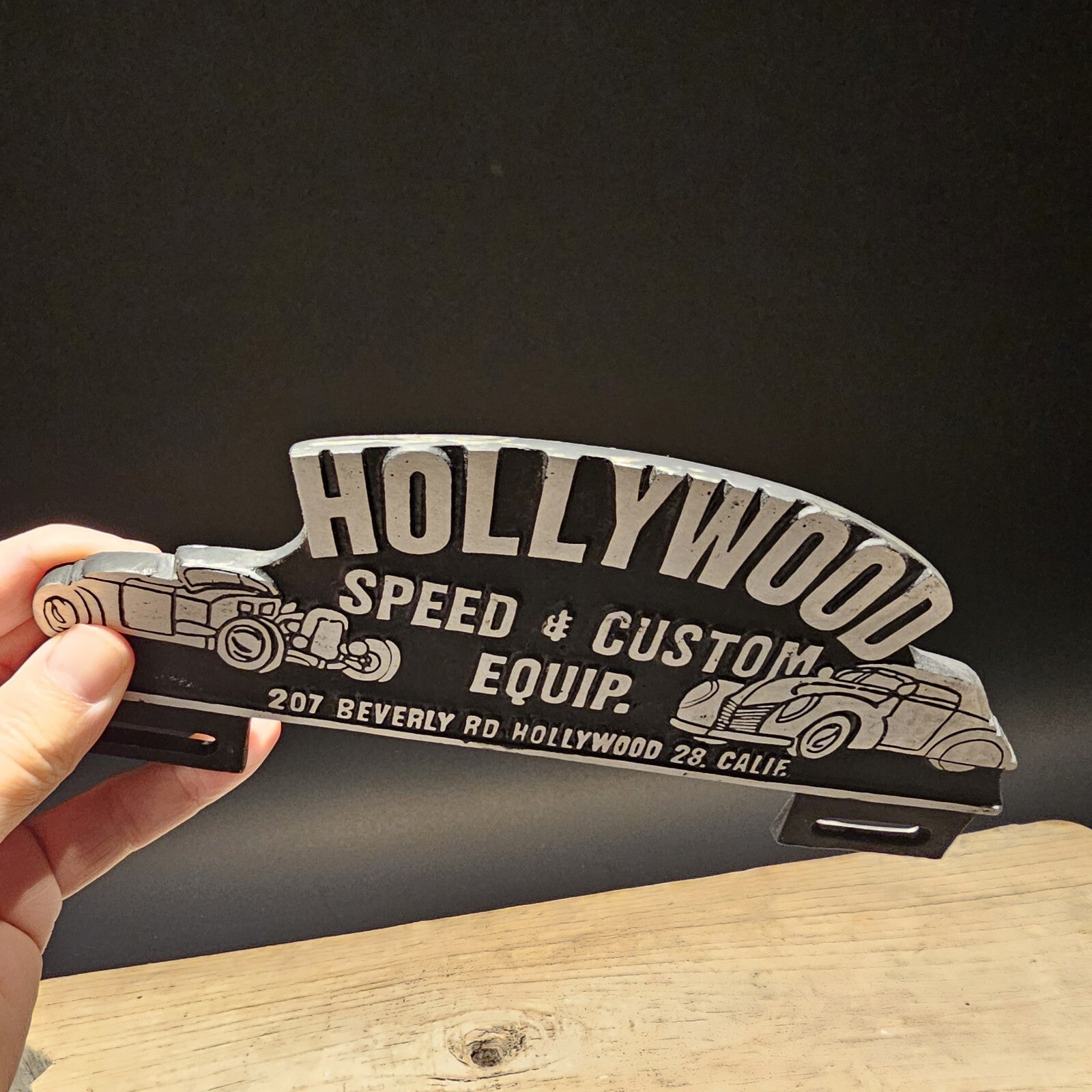 Vintage Style Aluminum Holywood License Plate Fob Topper