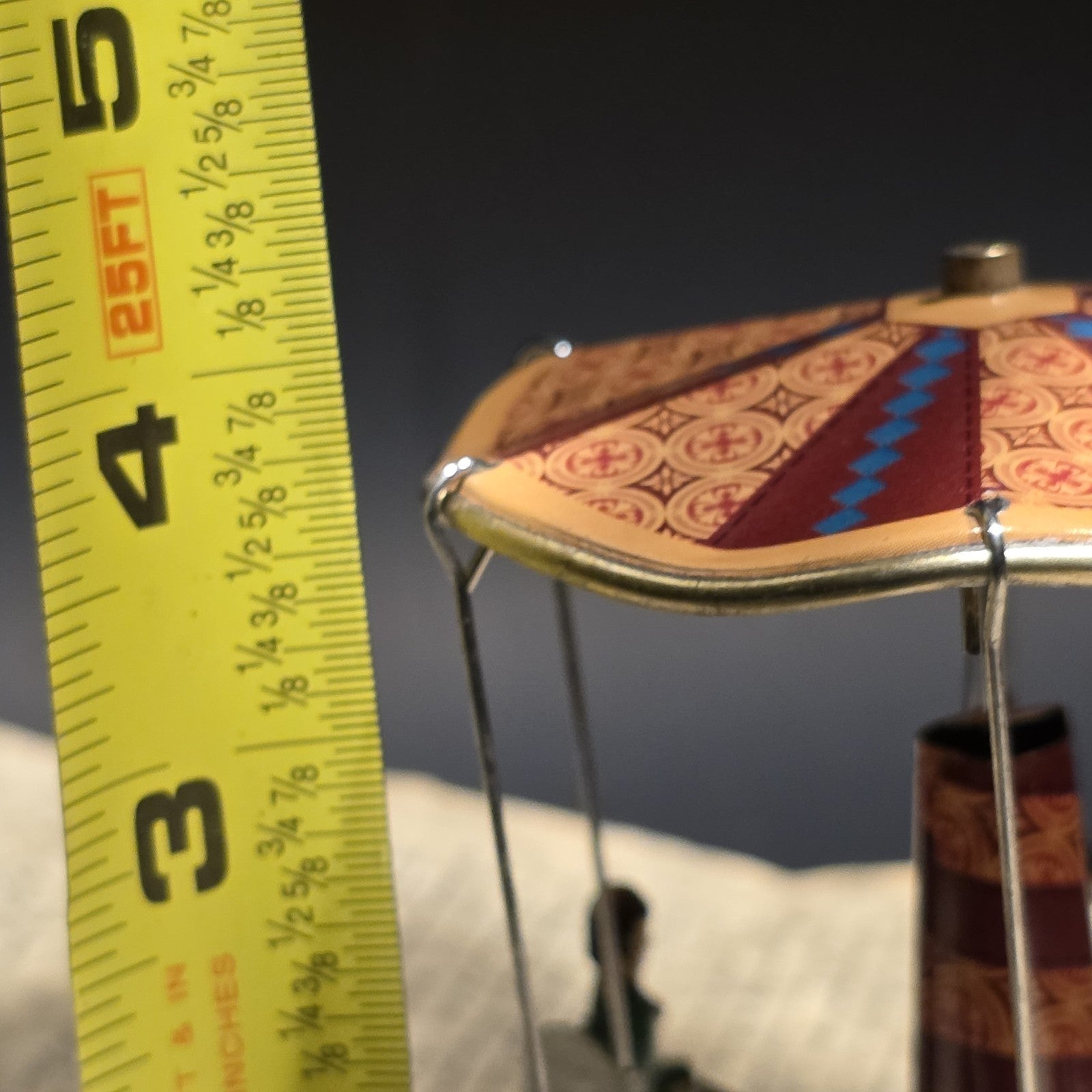 Vintage Style Tin Litho Carousel Swing Ride Wind-Up Amusement Park Toy