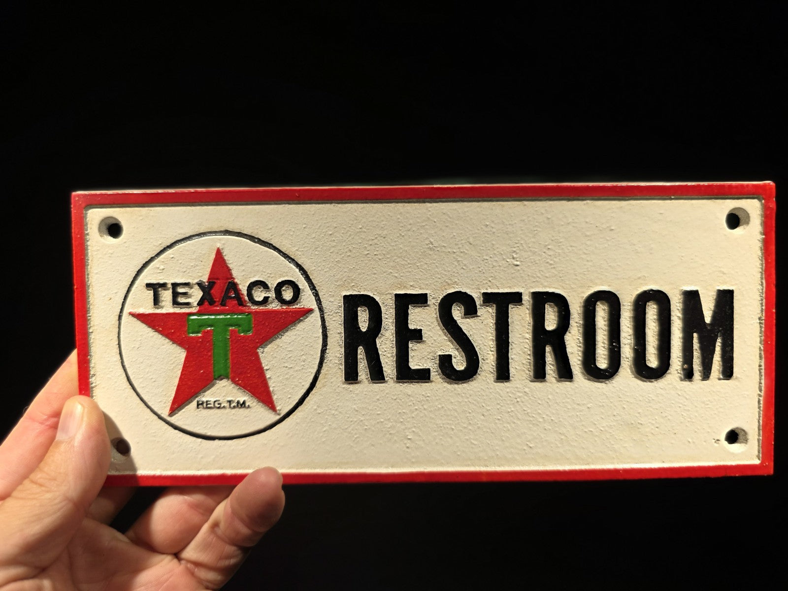Antique Vintage Style Cast Iron Texaco Restroom Sign Plaque