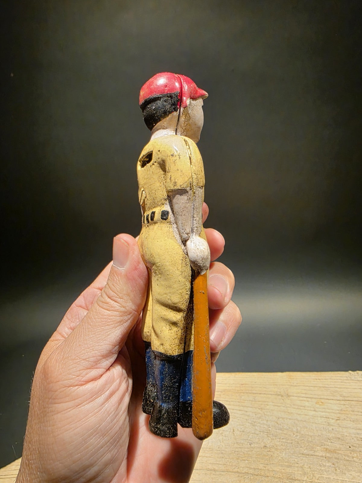 Antique Vintage Style Cast Iron Slugger Coin Bank